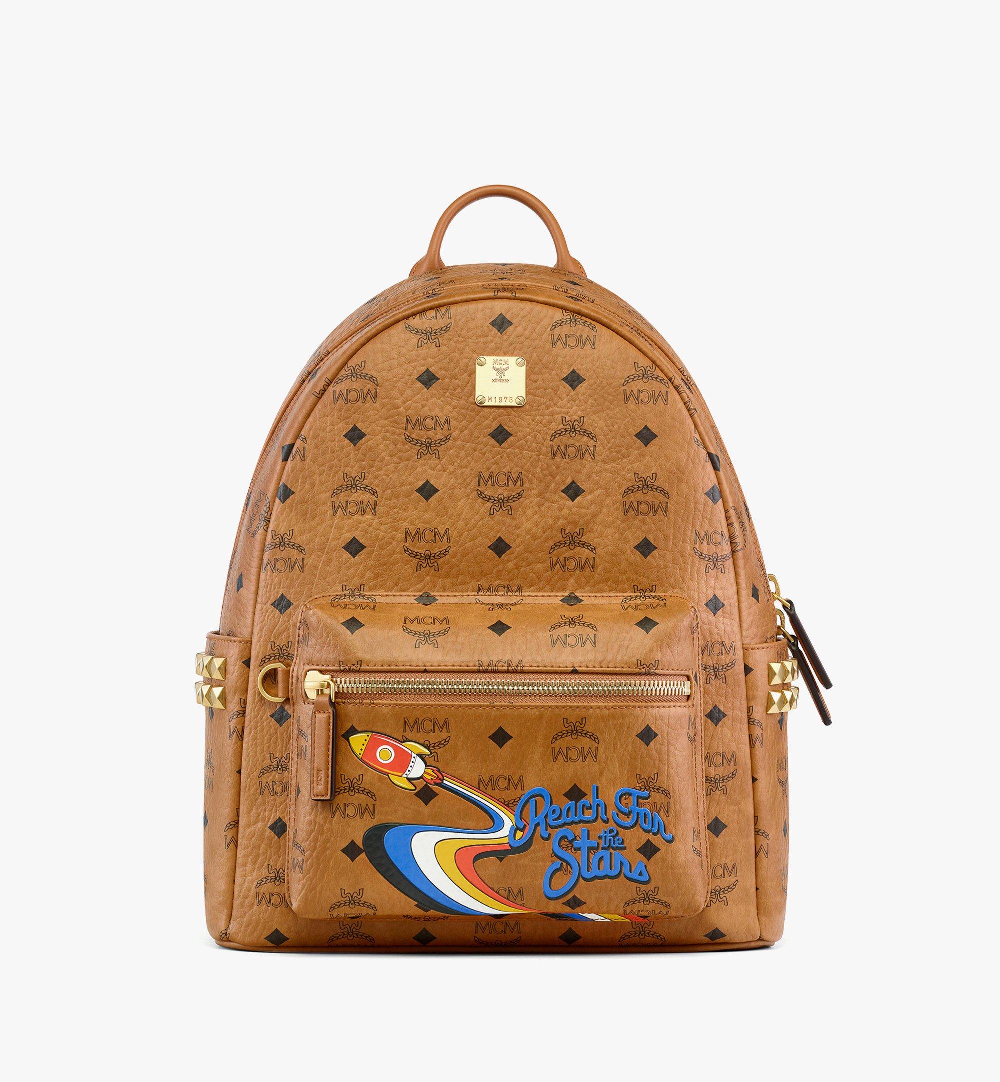 Small-Medium Stark Side Studs Backpack in Rocket Visetos Cognac
