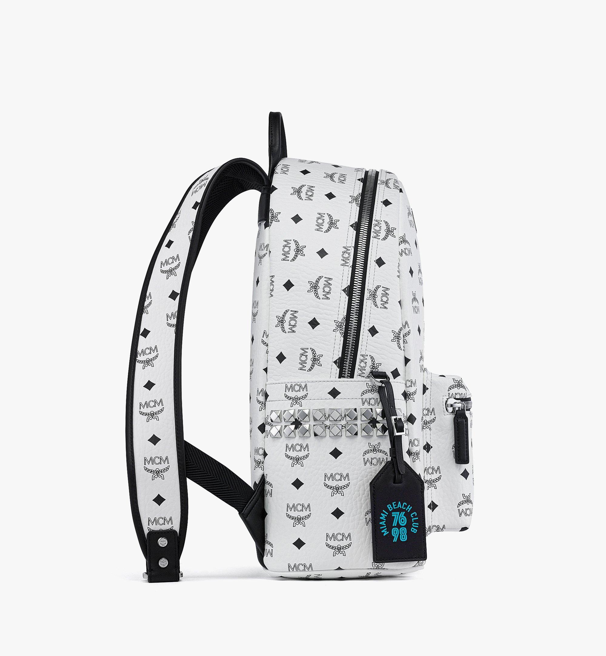 MCM MCM x SNIPES Stark Side Studs Backpack in Visetos White MMKFSUP03WT001 Alternate View 1