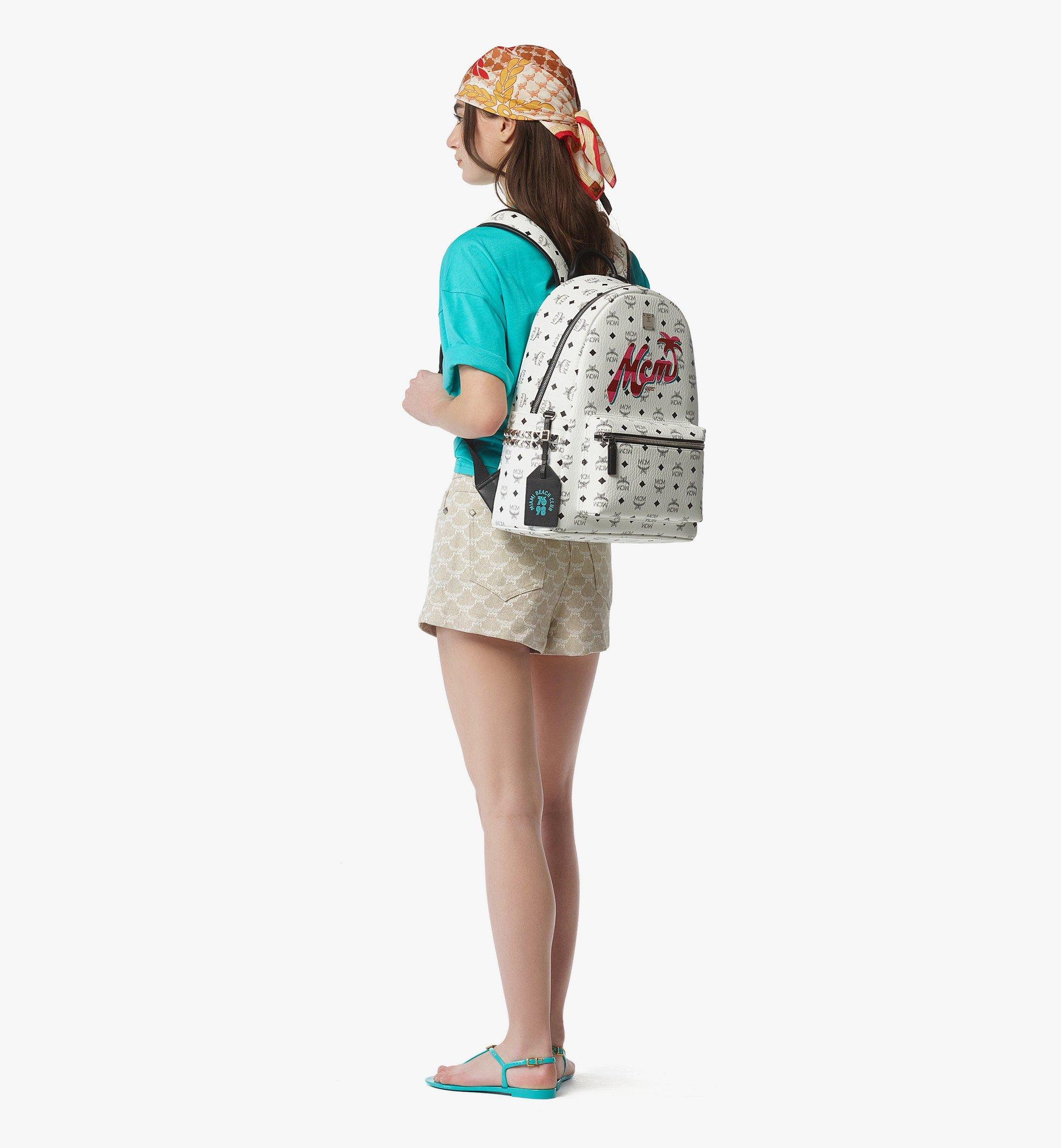 MCM MCM x SNIPES Stark Side Studs Backpack in Visetos White MMKFSUP03WT001 Alternate View 4