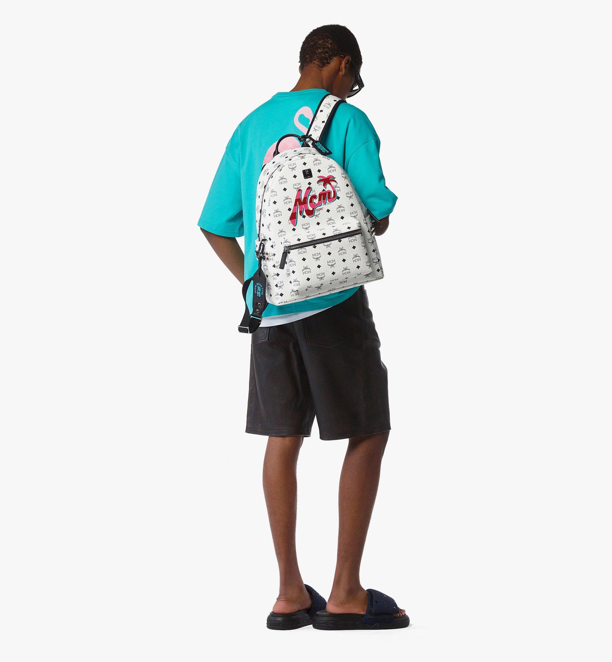 MCM MCM x SNIPES Stark Side Studs Backpack in Visetos White MMKFSUP03WT001 Alternate View 5