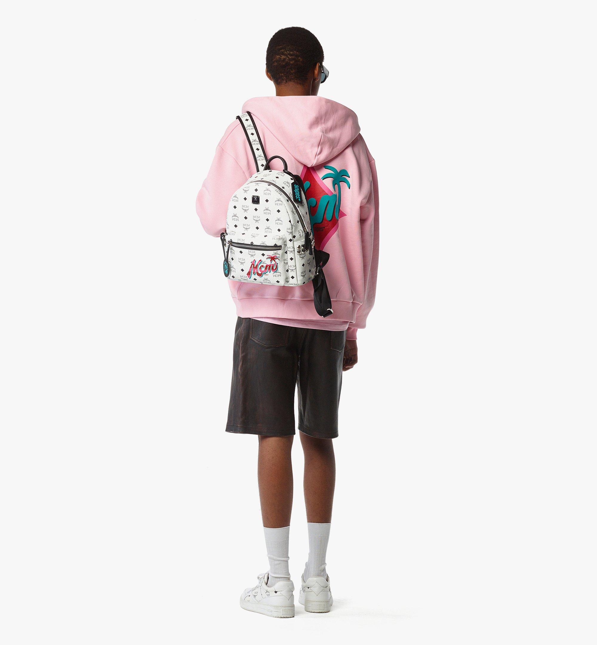 MCM MCM x SNIPES Stark Side Studs Backpack in Visetos White MMKFSUP04WT001 Alternate View 4