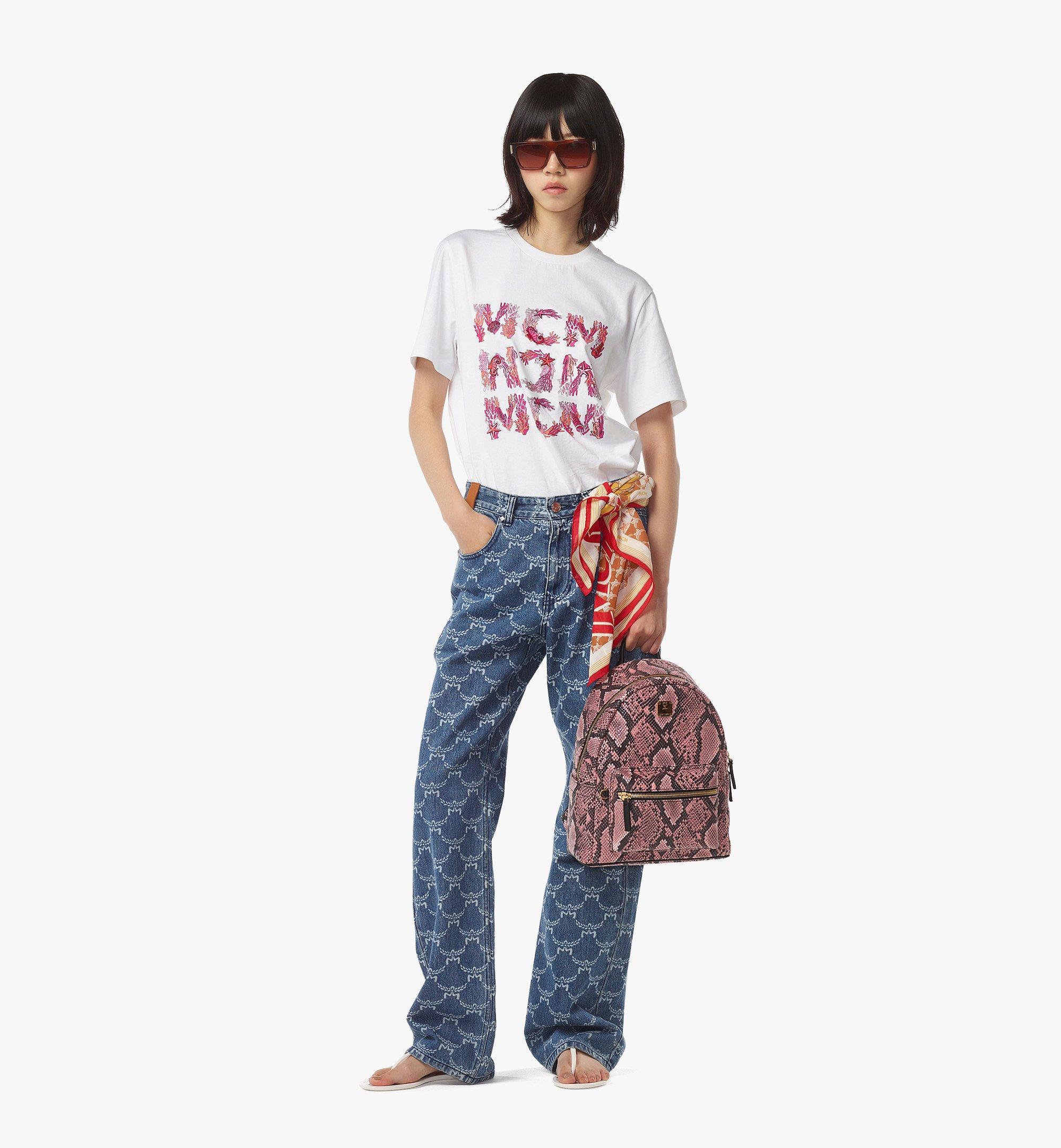 MCM Stark Backpack in Python Print Canvas Pink MMKFSVE03Q2001 Alternate View 2