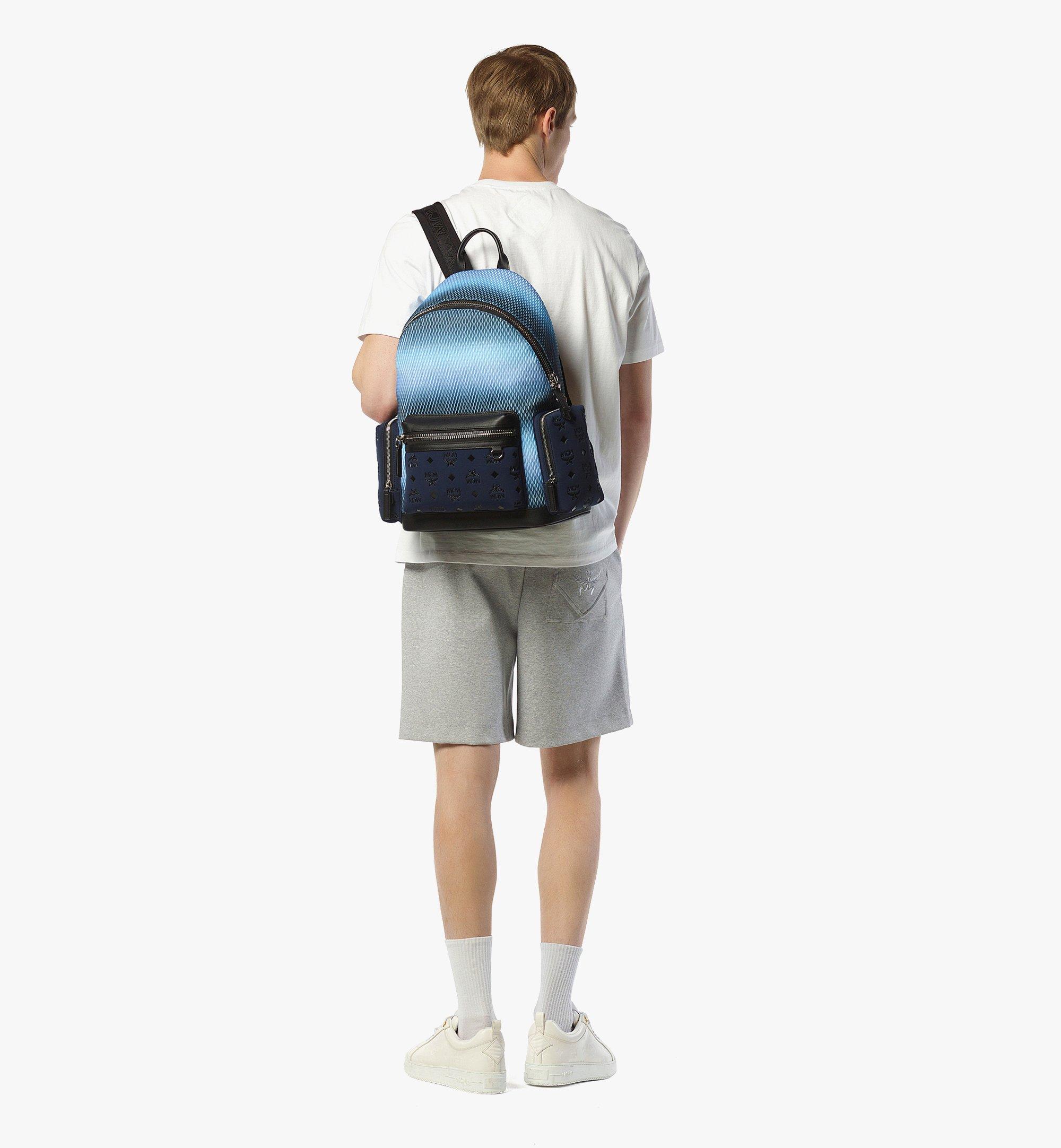 MCM Stark Backpack in Gradation Mesh and Monogram Neoprene Blue MMKFSVE071A001 Alternate View 4