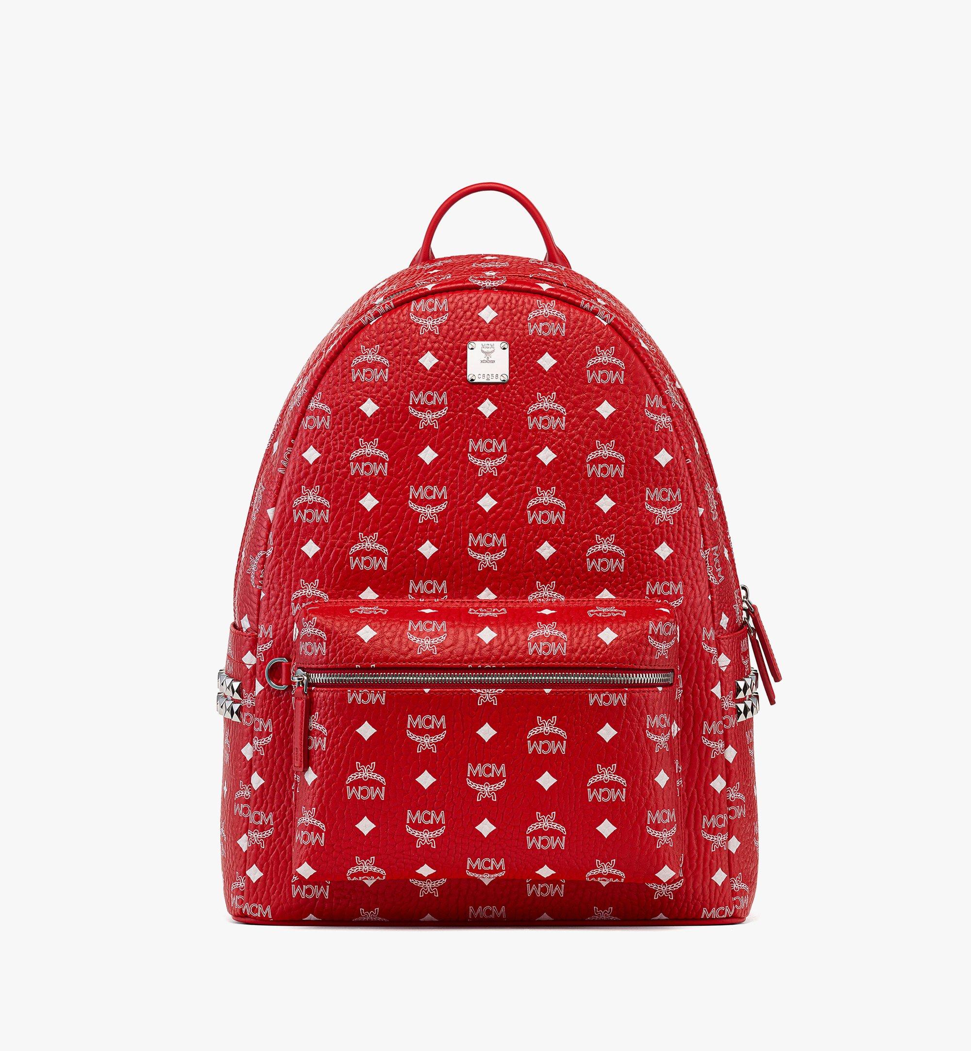 MCM Stark Side Studs Backpack in Visetos Red MMKFSVE14AV001 Alternate View 1