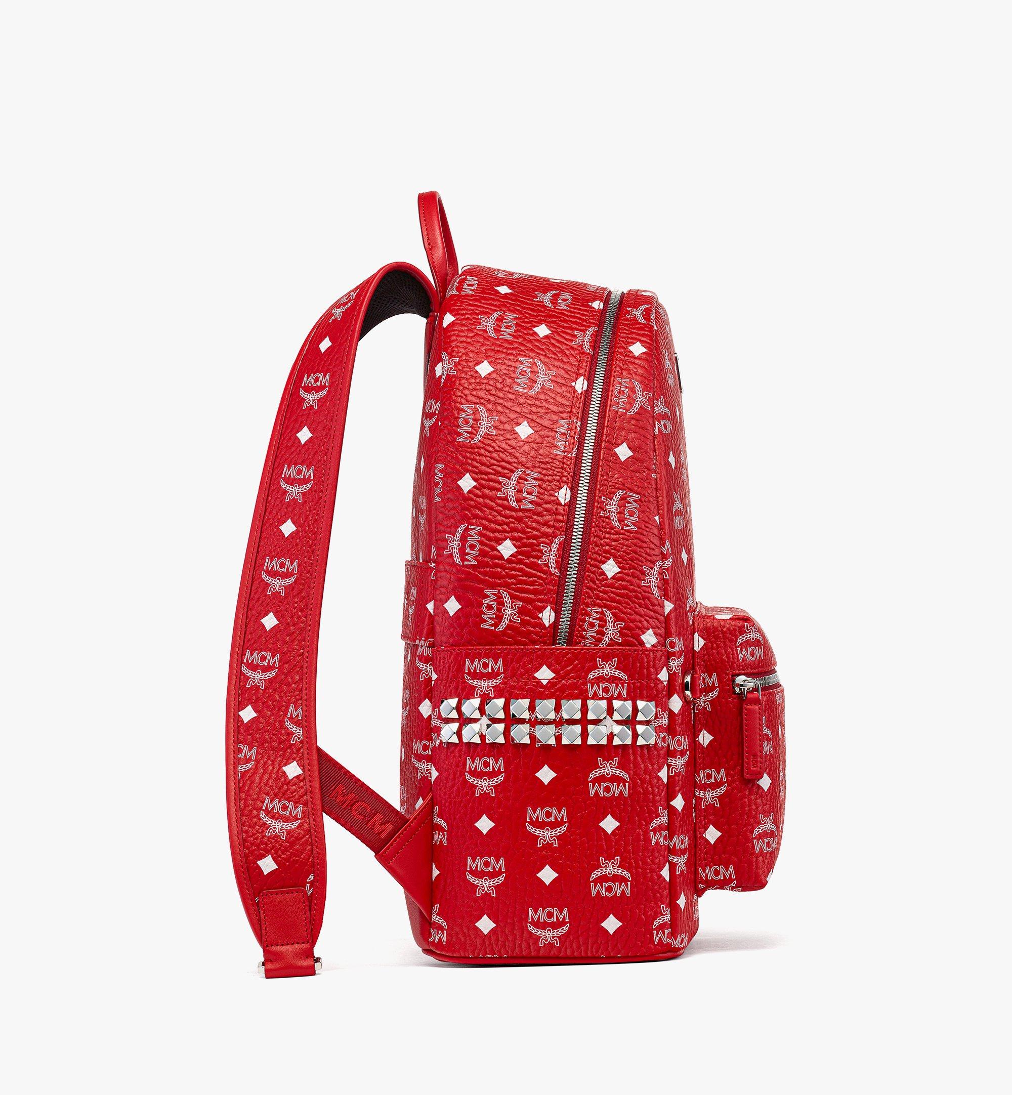 MCM Stark Side Studs Backpack in Visetos Red MMKFSVE14AV001 Alternate View 1