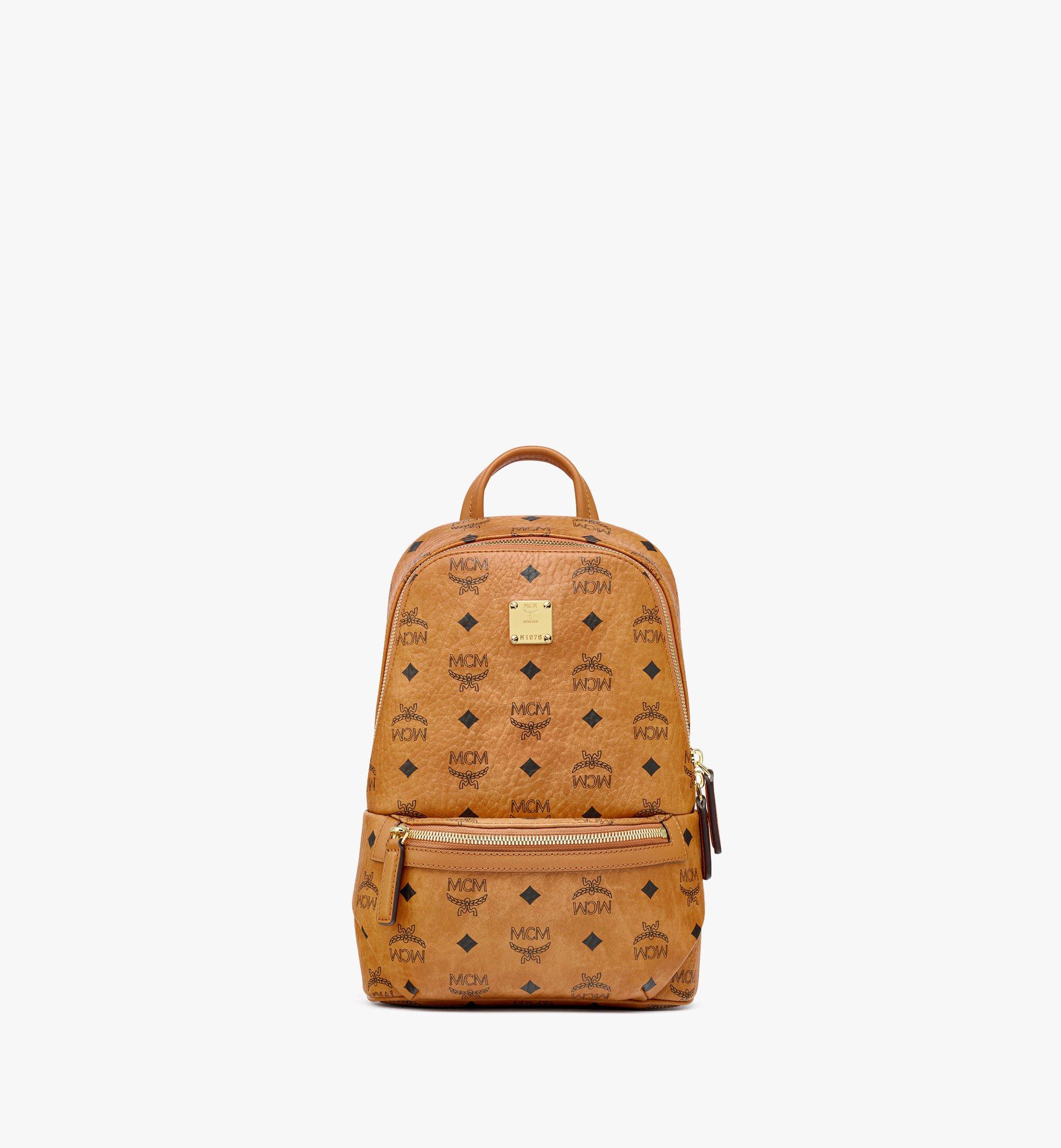 MCM Stark Backpack Visetos Logo Stripe Medium Cognac/Red in Coated Canvas  with Gold-tone - US