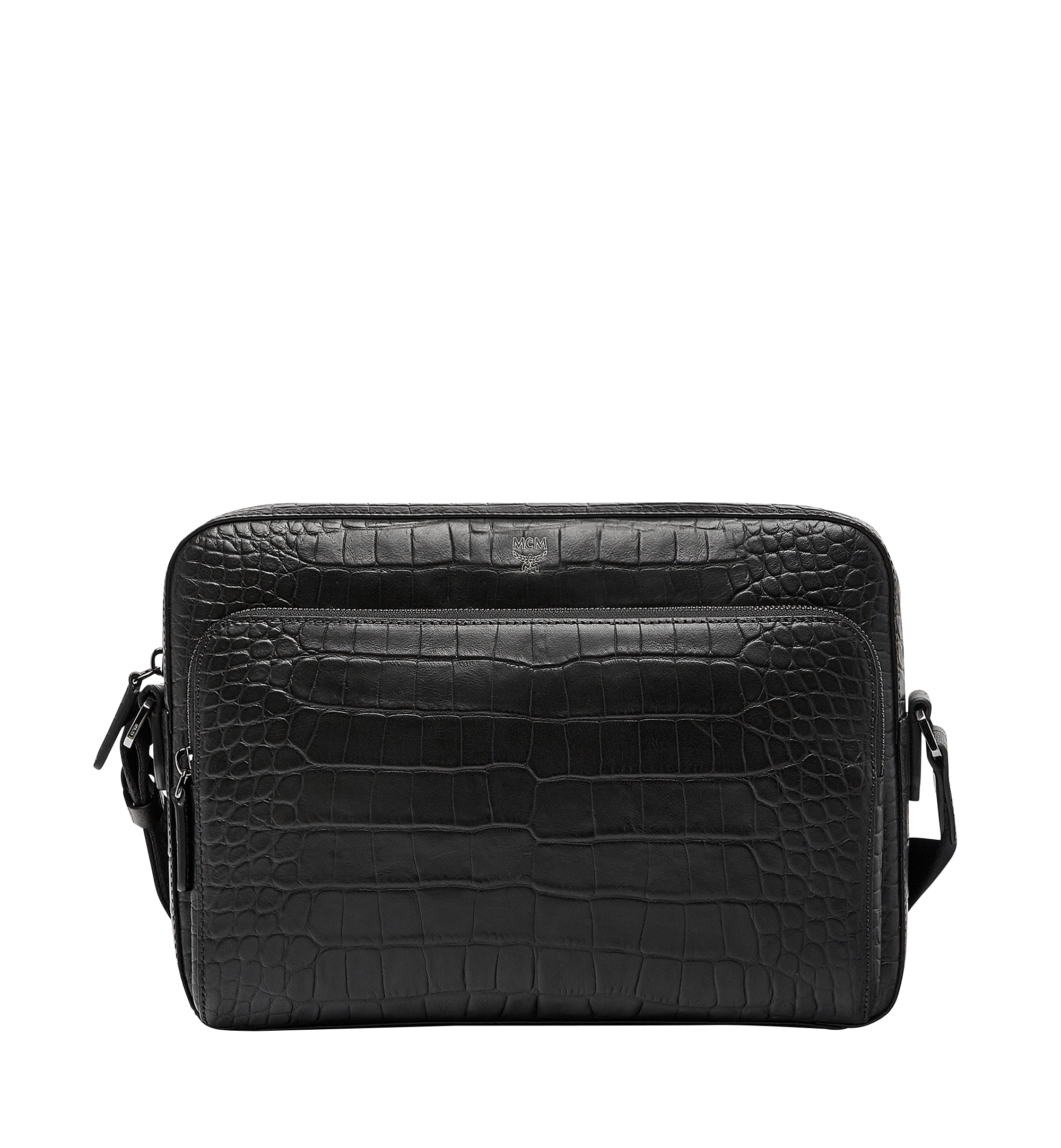 MCM Ottomar Messenger in Croco Embossed Leather Black MMM7AOT20BK001 Alternate View 1