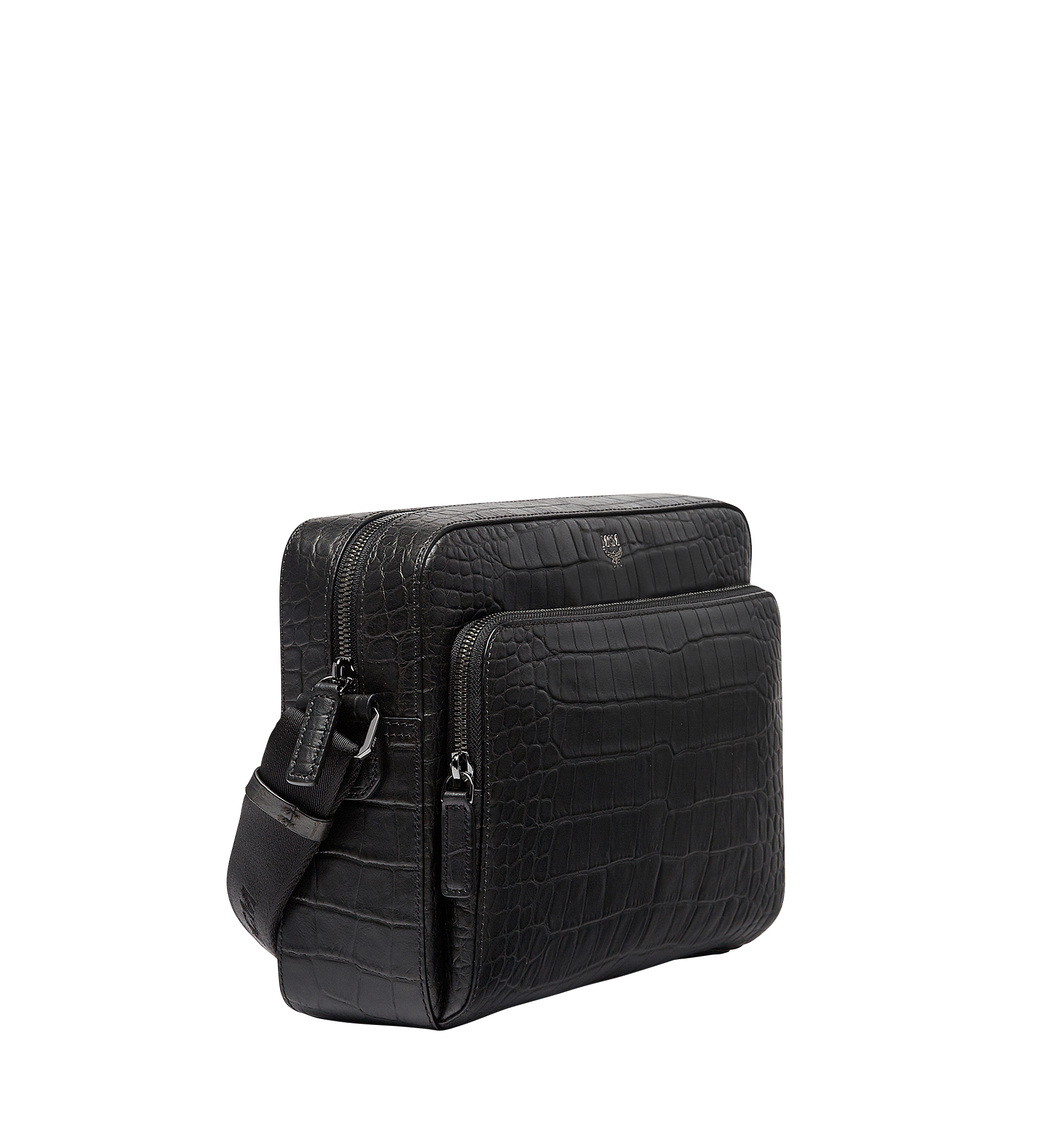 MCM Ottomar Messenger in Croco Embossed Leather Black MMM7AOT20BK001 Alternate View 1