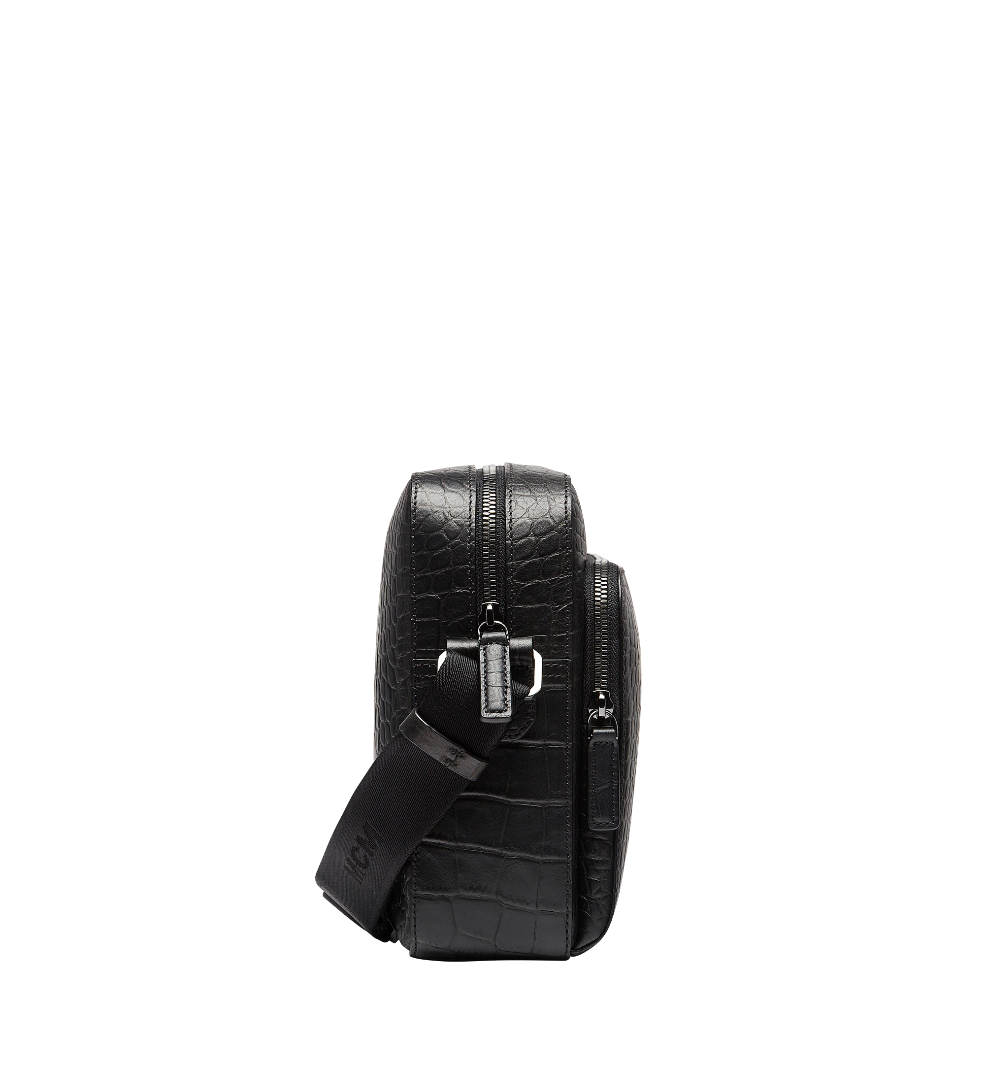 MCM Ottomar Messenger in Croco Embossed Leather Black MMM7AOT20BK001 Alternate View 2