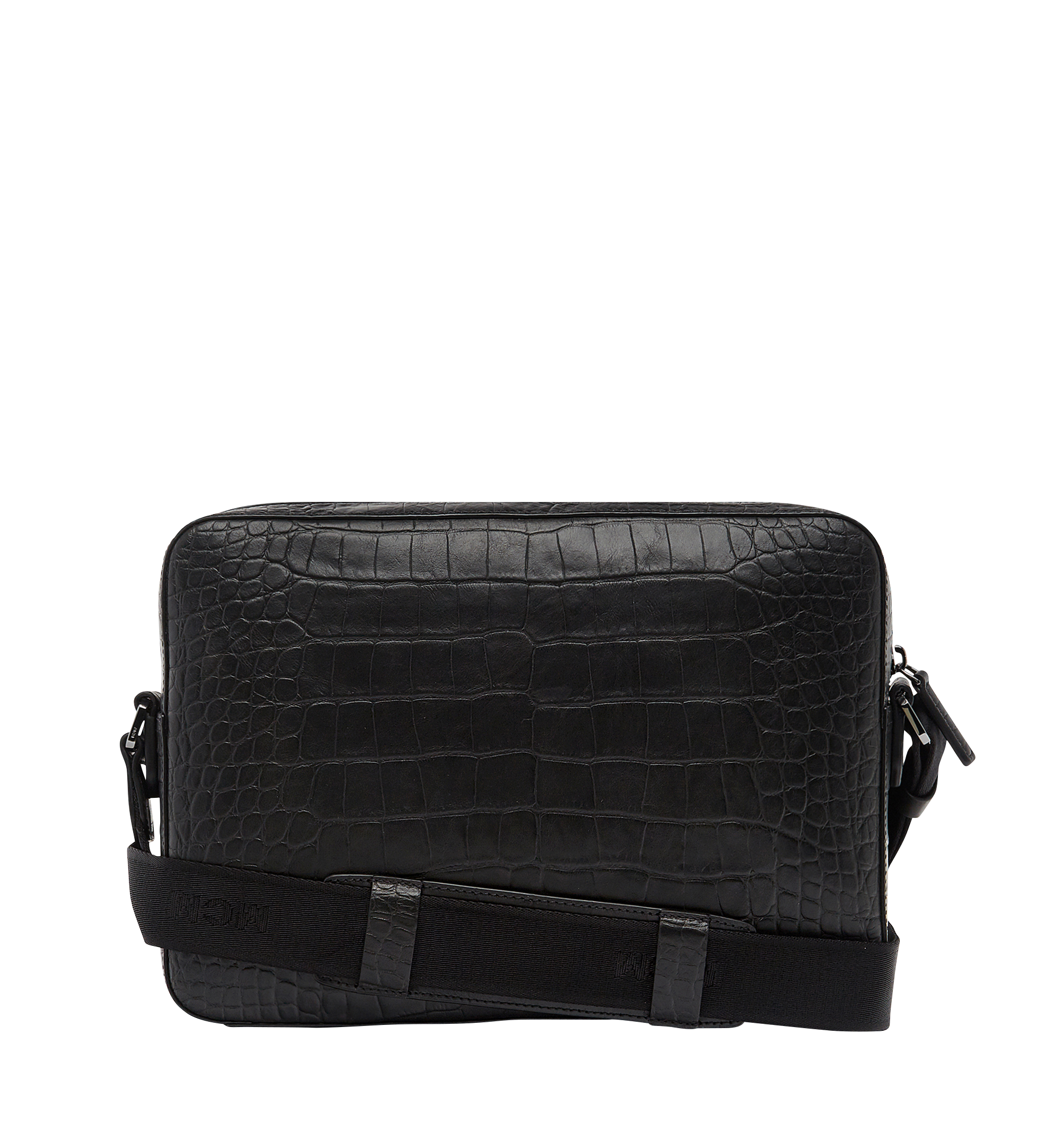 MCM Ottomar Messenger in Croco Embossed Leather Black MMM7AOT20BK001 Alternate View 3
