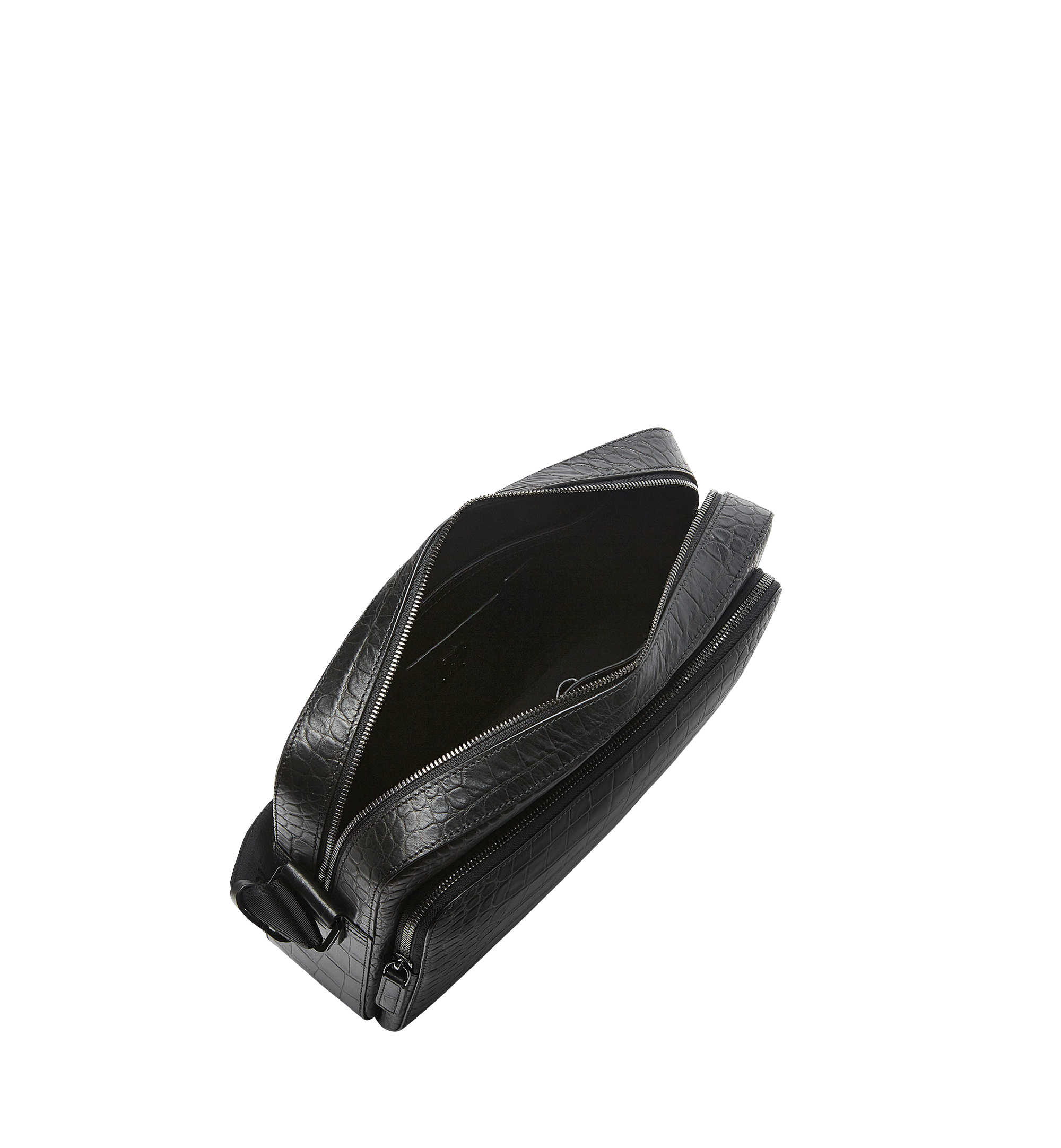 MCM Ottomar Messenger in Croco Embossed Leather Black MMM7AOT20BK001 Alternate View 4