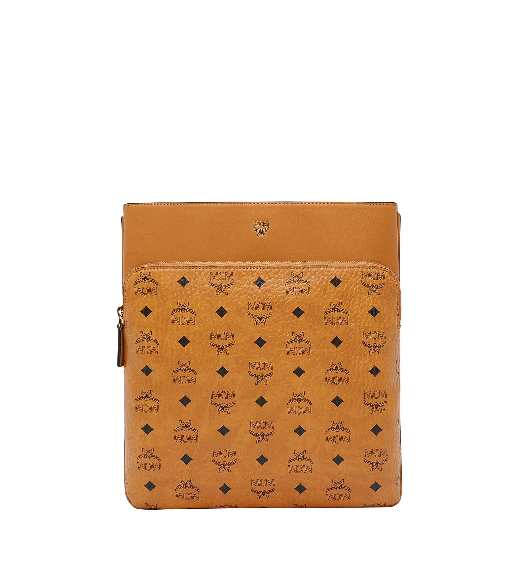 Small Ottomar Flat Messenger in Visetos Cognac MCM IT