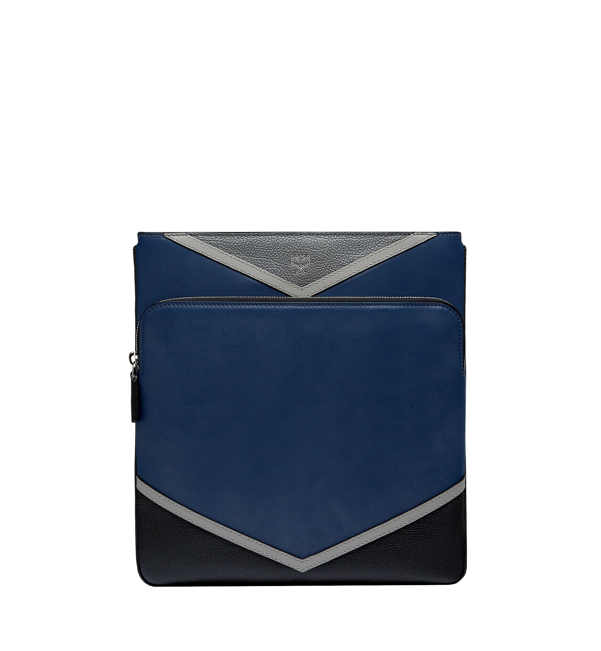 MCM Ottomar Flat Messenger in Chevron Leather Navy MMM8SOT40VA001 Plus de photos 1