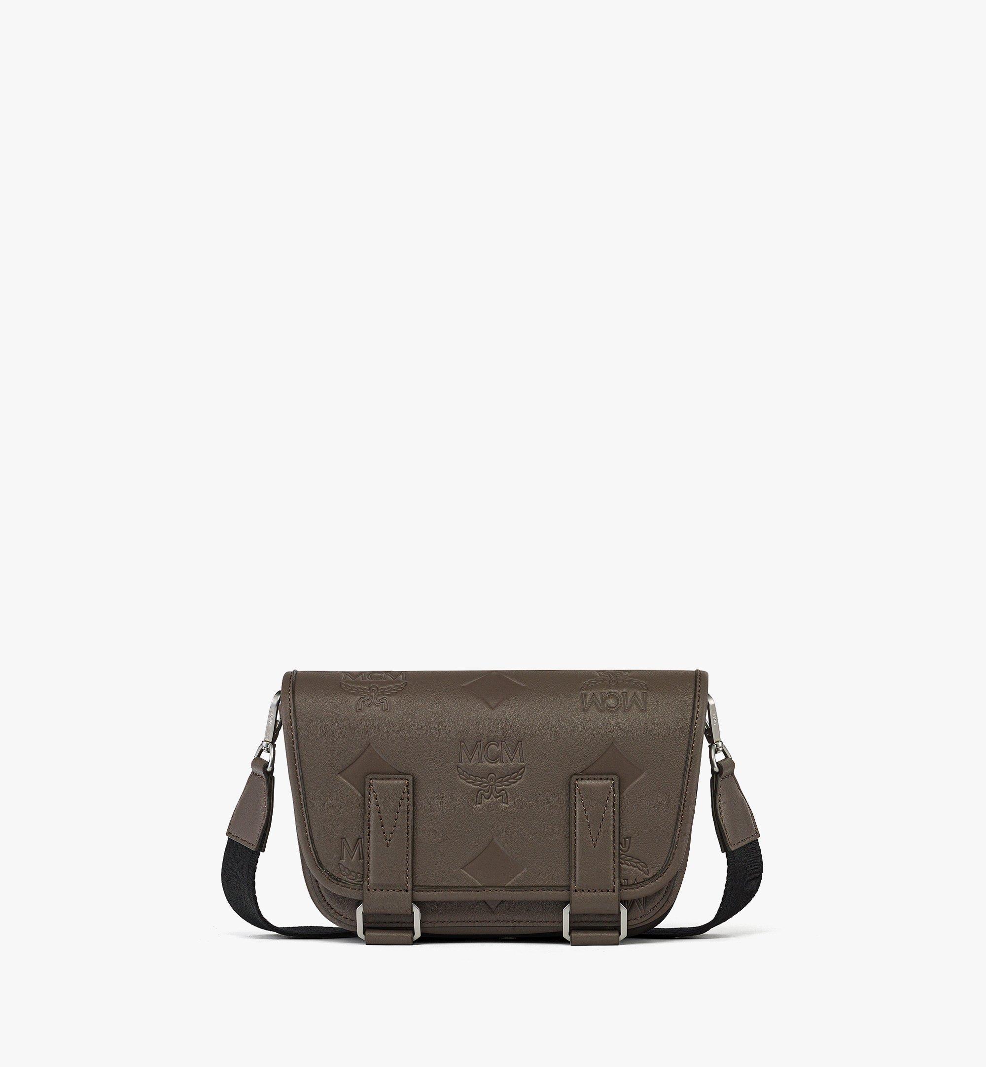 MCM Aren Messenger-Tasche aus Leder mit Maxi-Monogramm Grey MMMFSTA03FF001 Noch mehr sehen 1