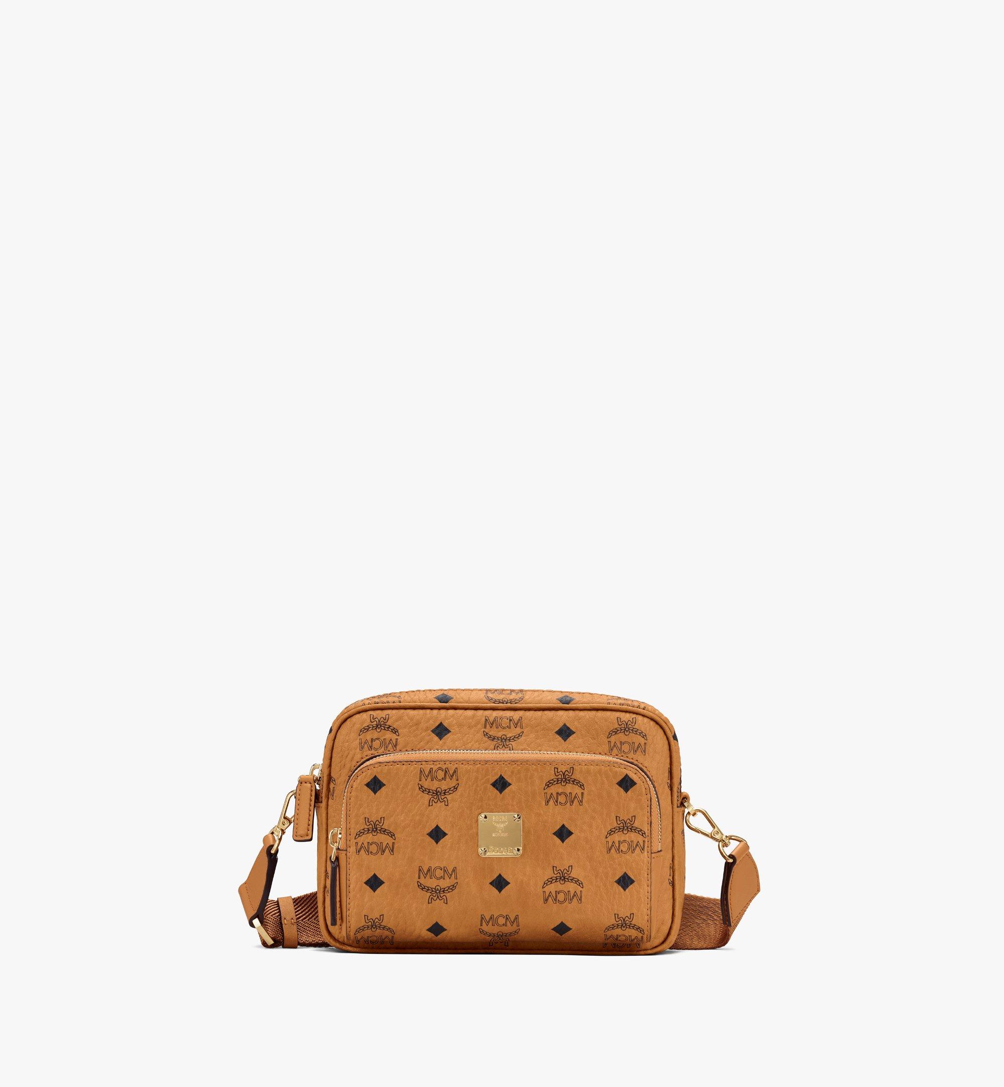 Mcm Medium Aren Coated Canvas Crossbody Bag in Cognac