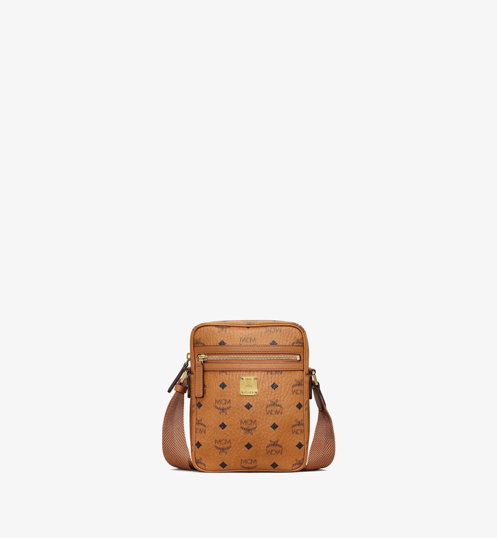 MCM Klassik Visetos Small Sling Bag - Cognac