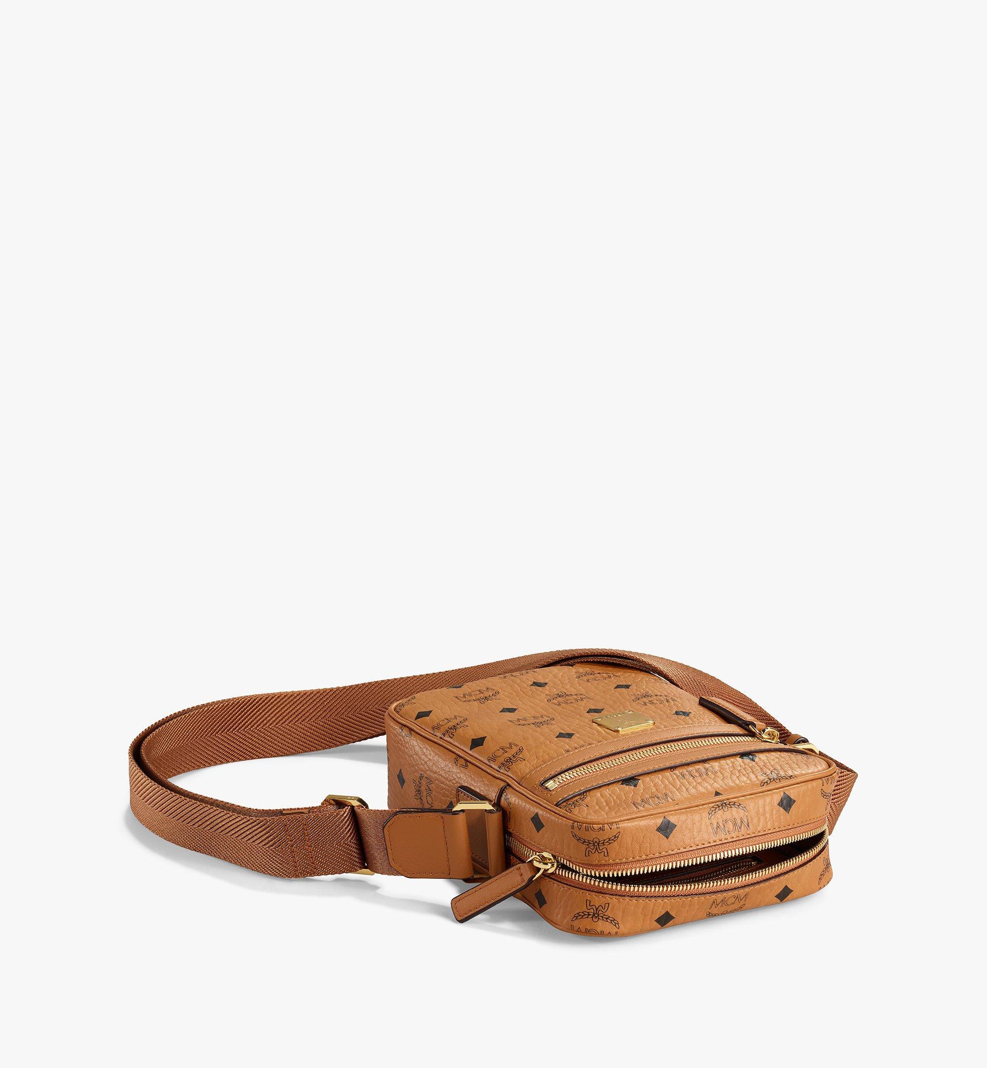 MCM Klassik Visetos Small Sling Bag - Cognac