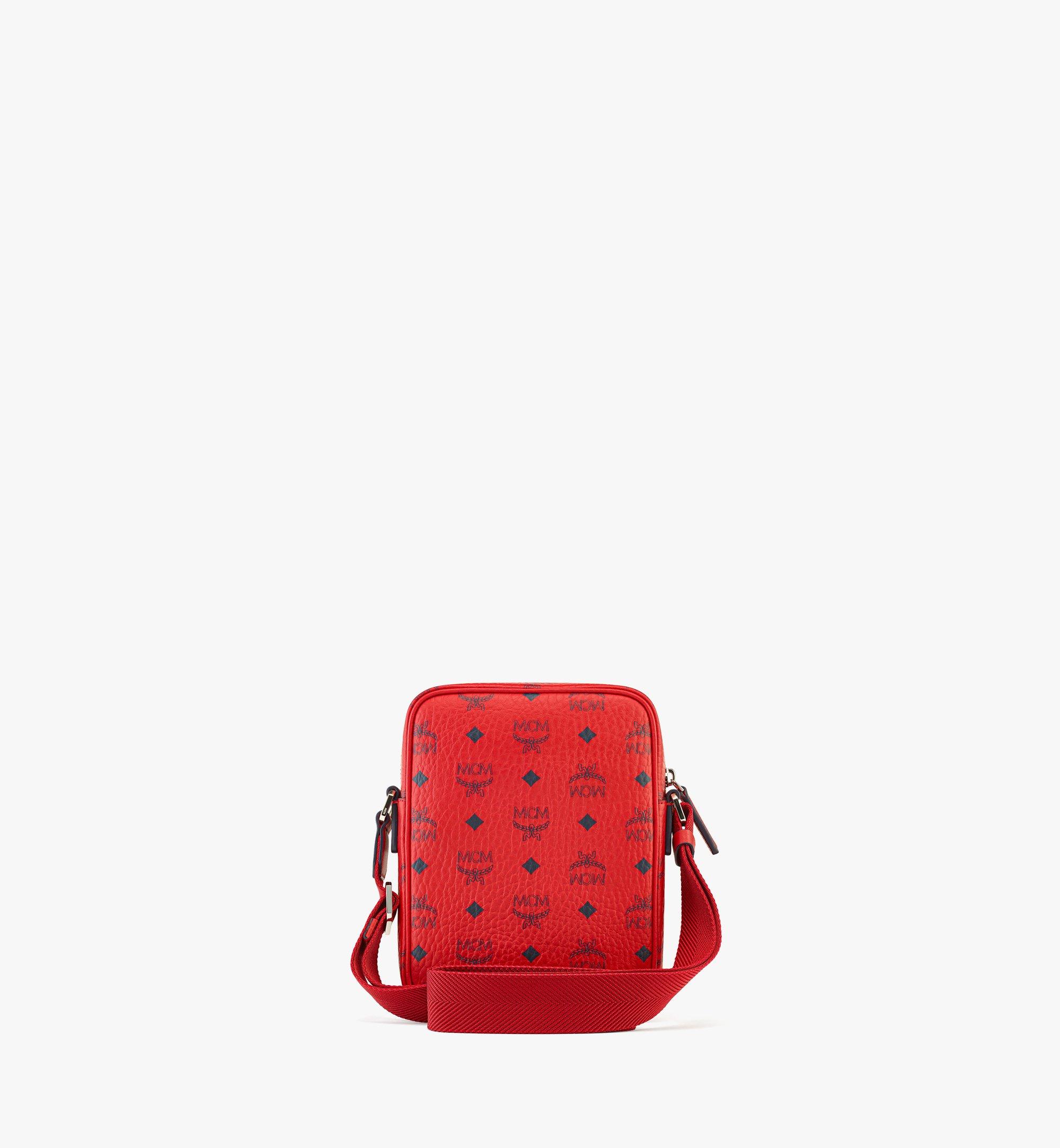 MCM Visetos Mini Crossbody Bag in Red