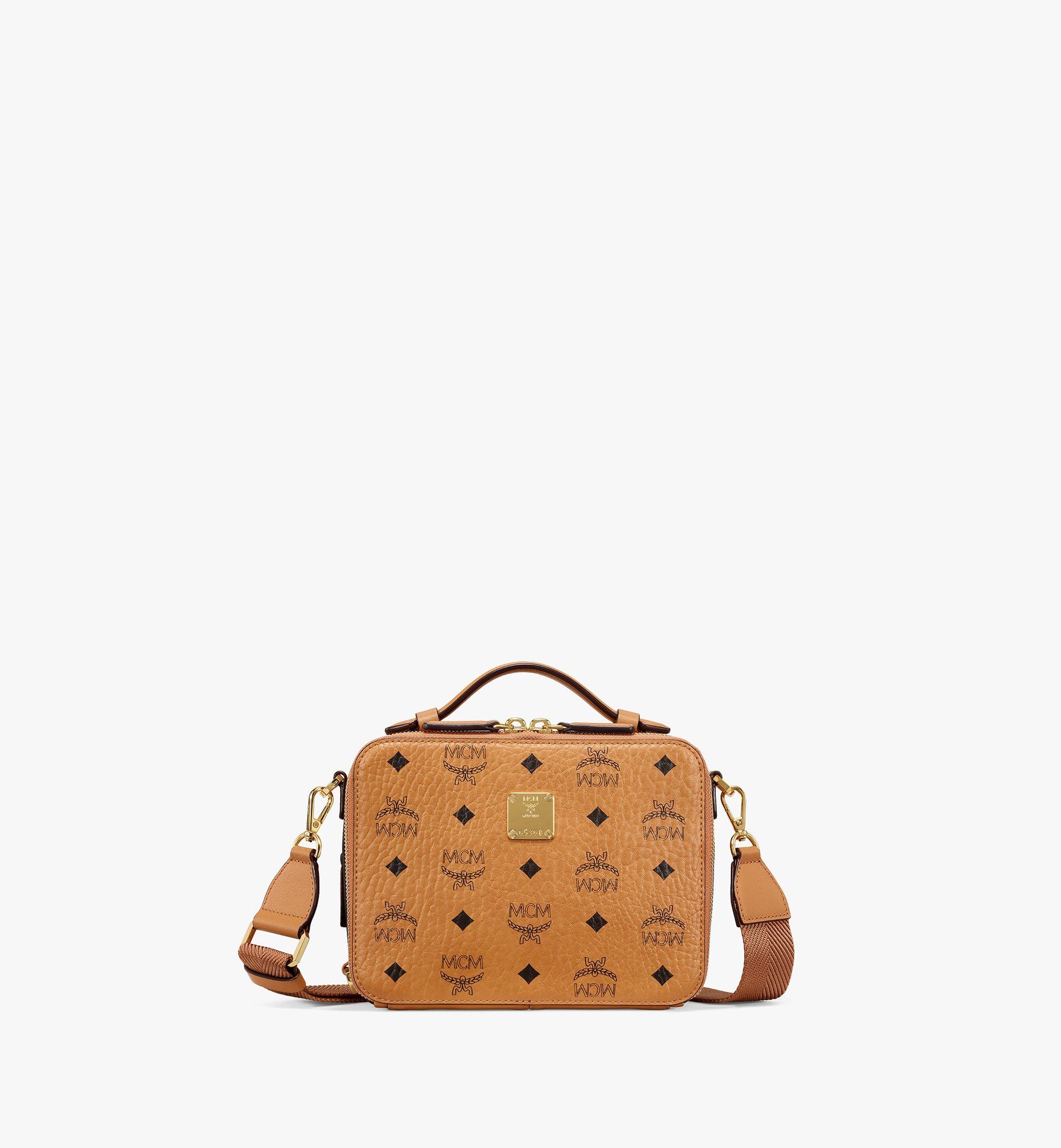 MCM Klassik Visetos Small Sling Bag - Cognac