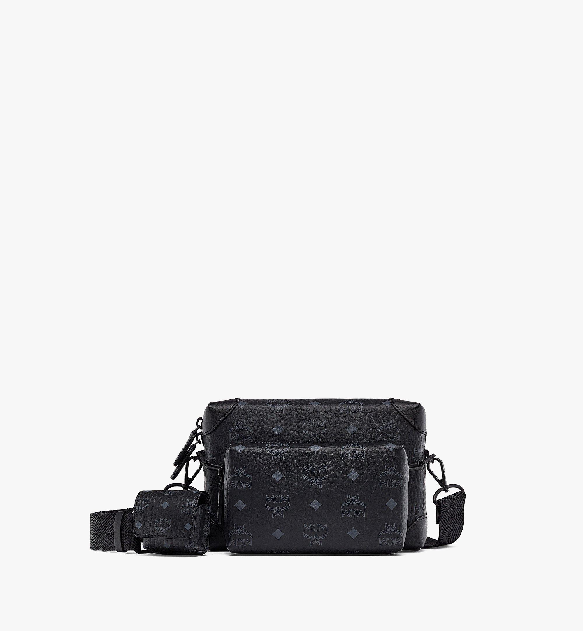 MCM Visetos Essential Multi Pochette Crossbody Bag in Black