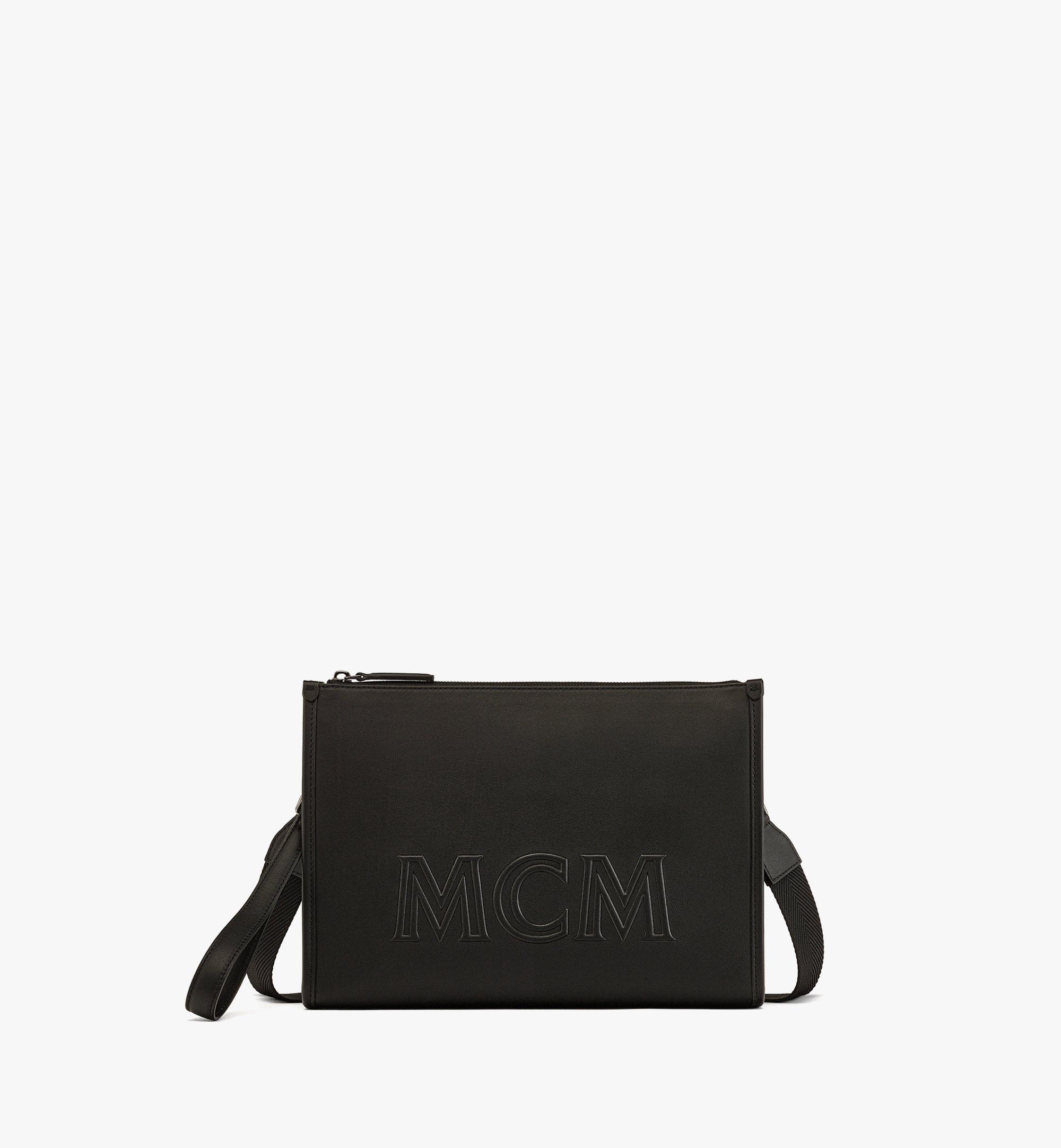 MCM Large Aren Embossed Patent Leather Wallet in Black