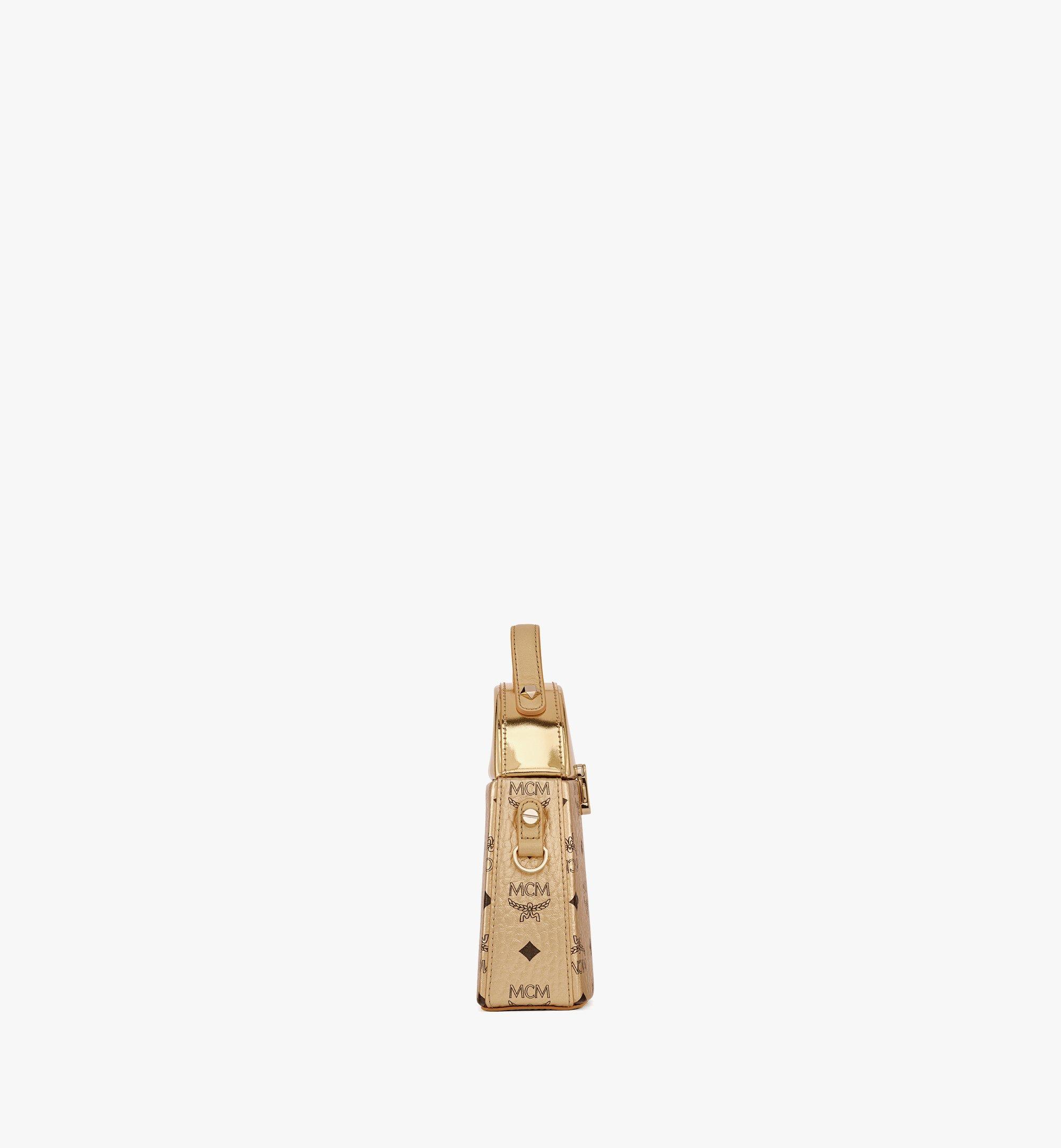 MCM Stark Pushlock Clutch in Visetos Gold MMRDSVE03T1001 Alternate View 1