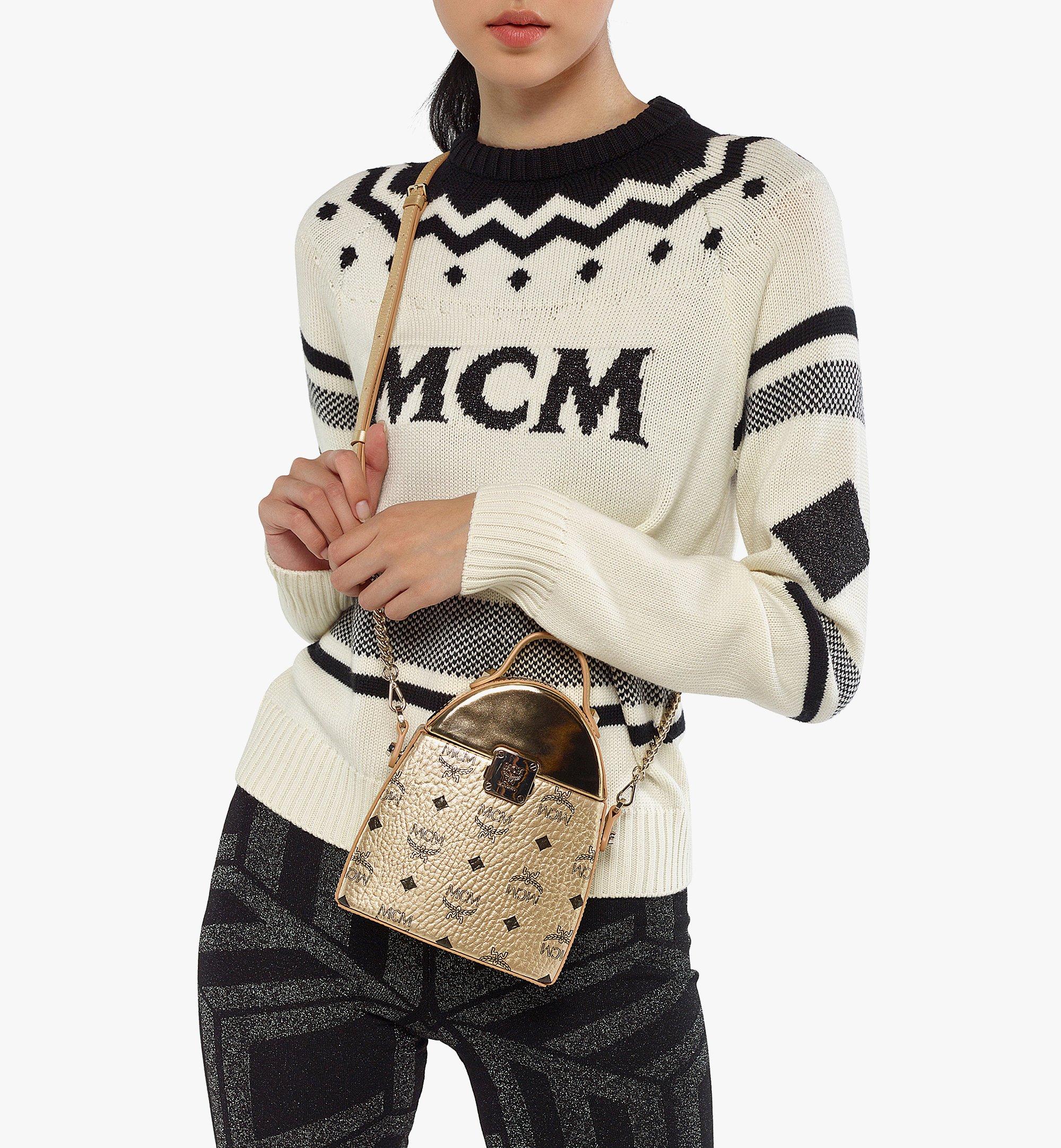 MCM Stark Pushlock Clutch in Visetos Gold MMRDSVE03T1001 Alternate View 2