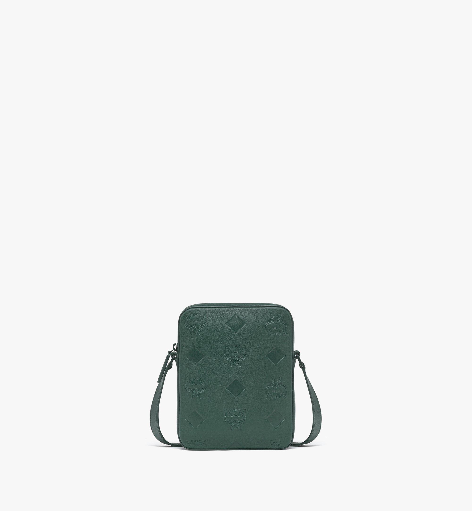 mcm leather bucket bag