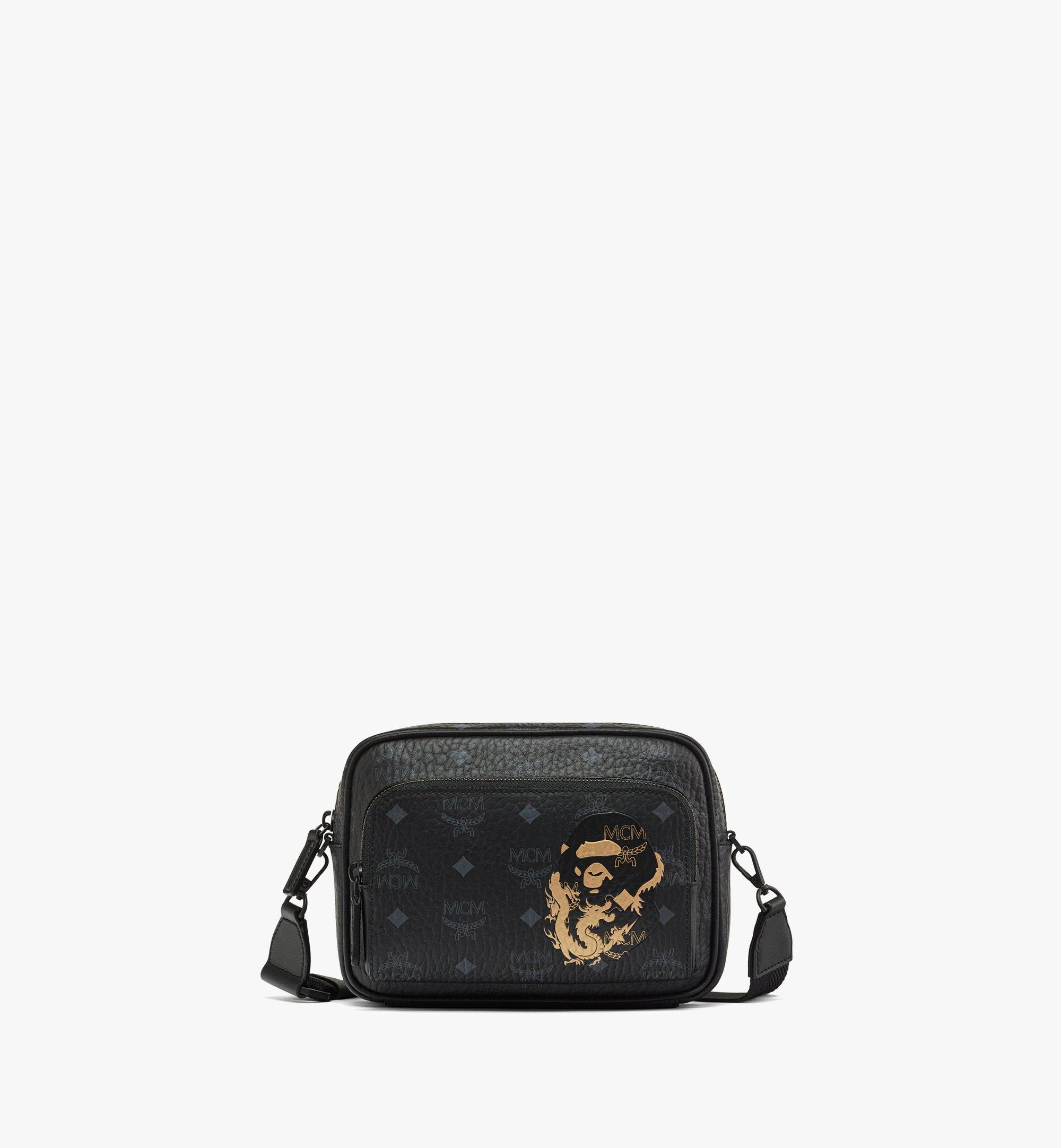 Small MCM x BAPE Aren Crossbody in Visetos Black | MCM ®US