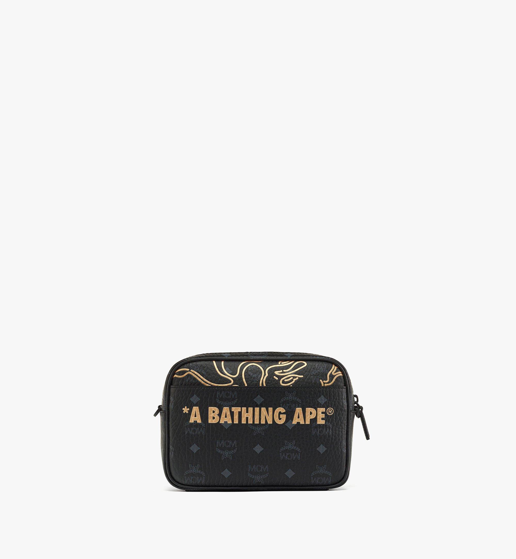 Small MCM x BAPE Aren Crossbody in Visetos Black | MCM ®US