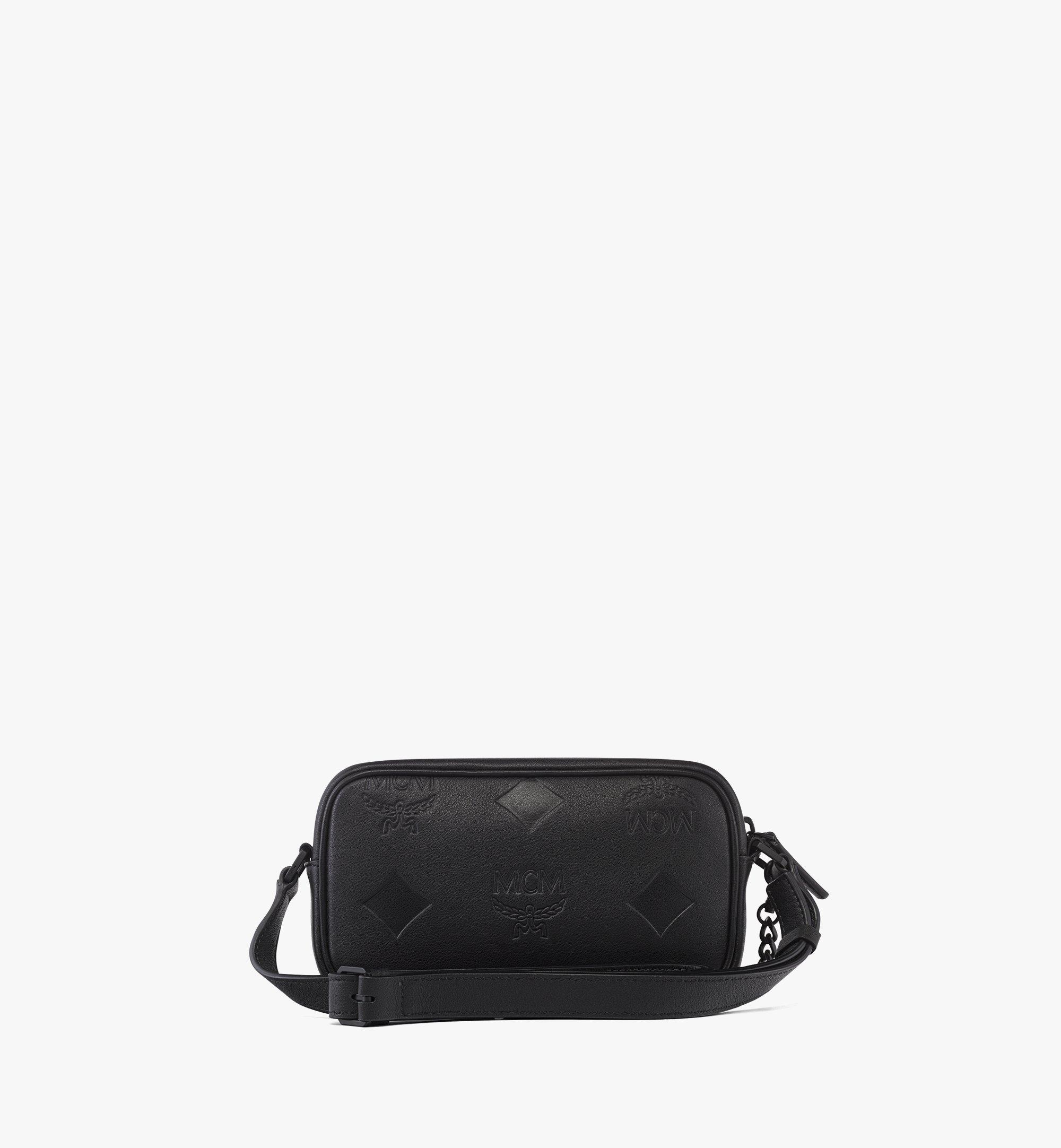 MCM Aren Crossbody w/ Chain Pouch in Maxi Monogram Leather Black MMRFSTA02BK001 Alternate View 3