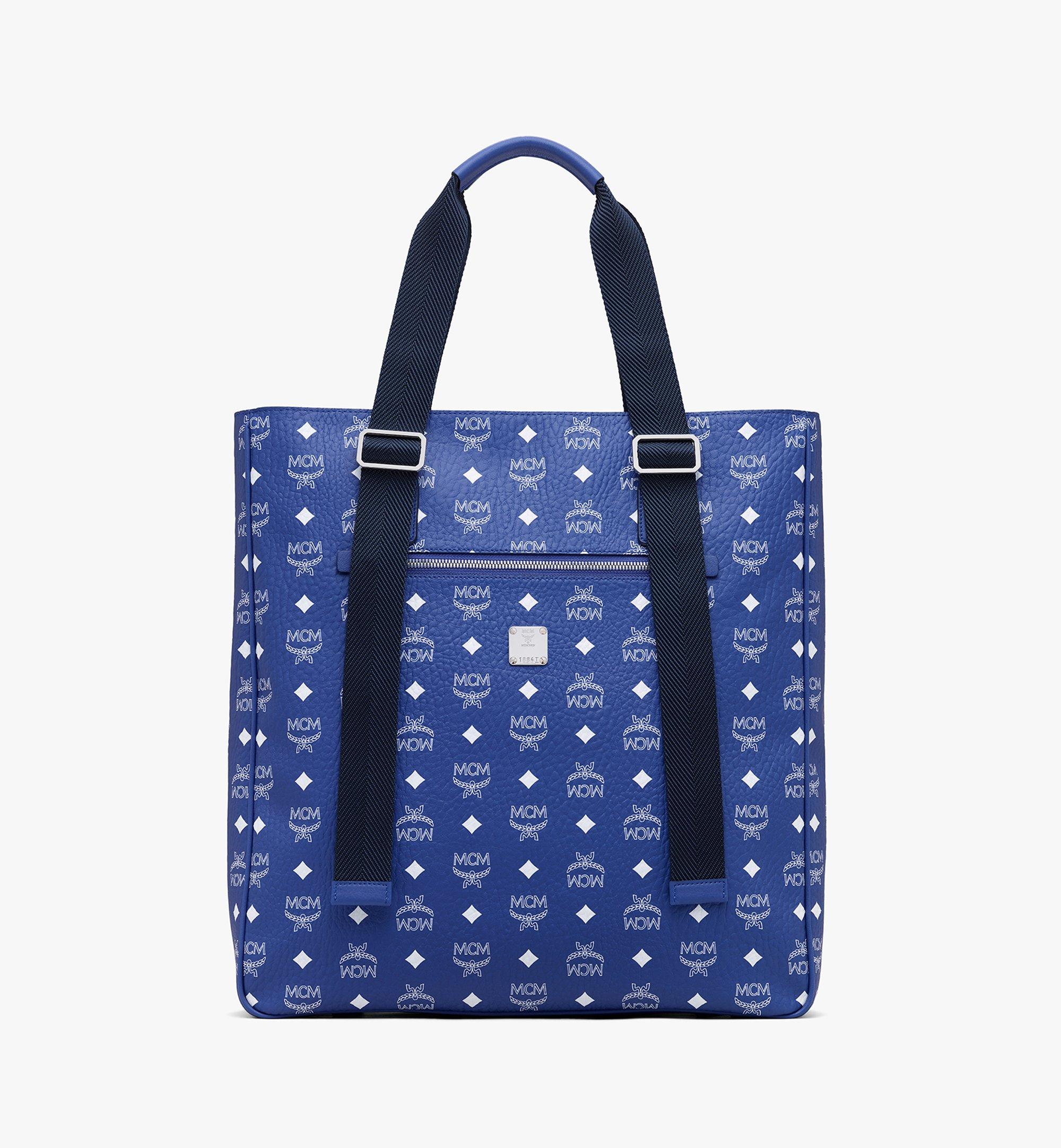 blue mcm tote