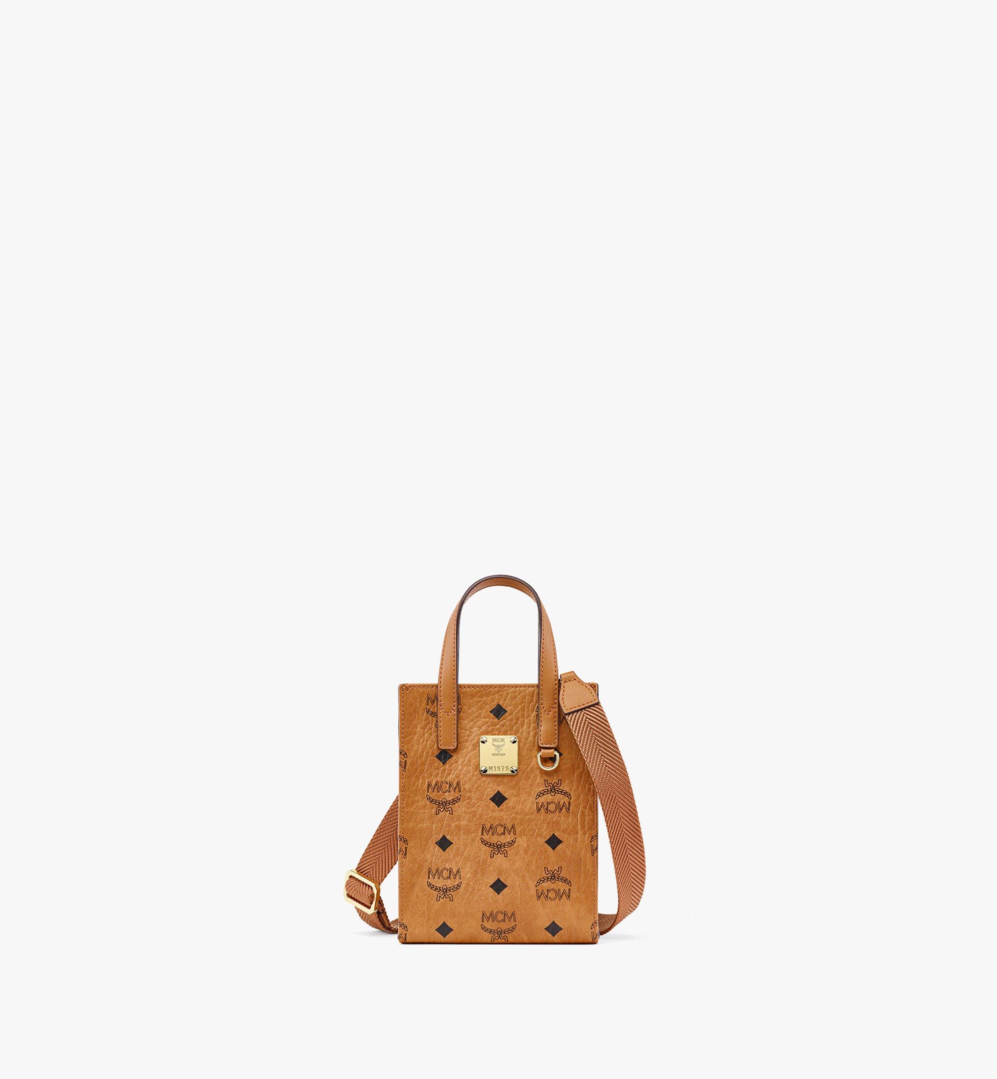 MCM Heritage Satchel Bag In Cognac Visetos in Brown