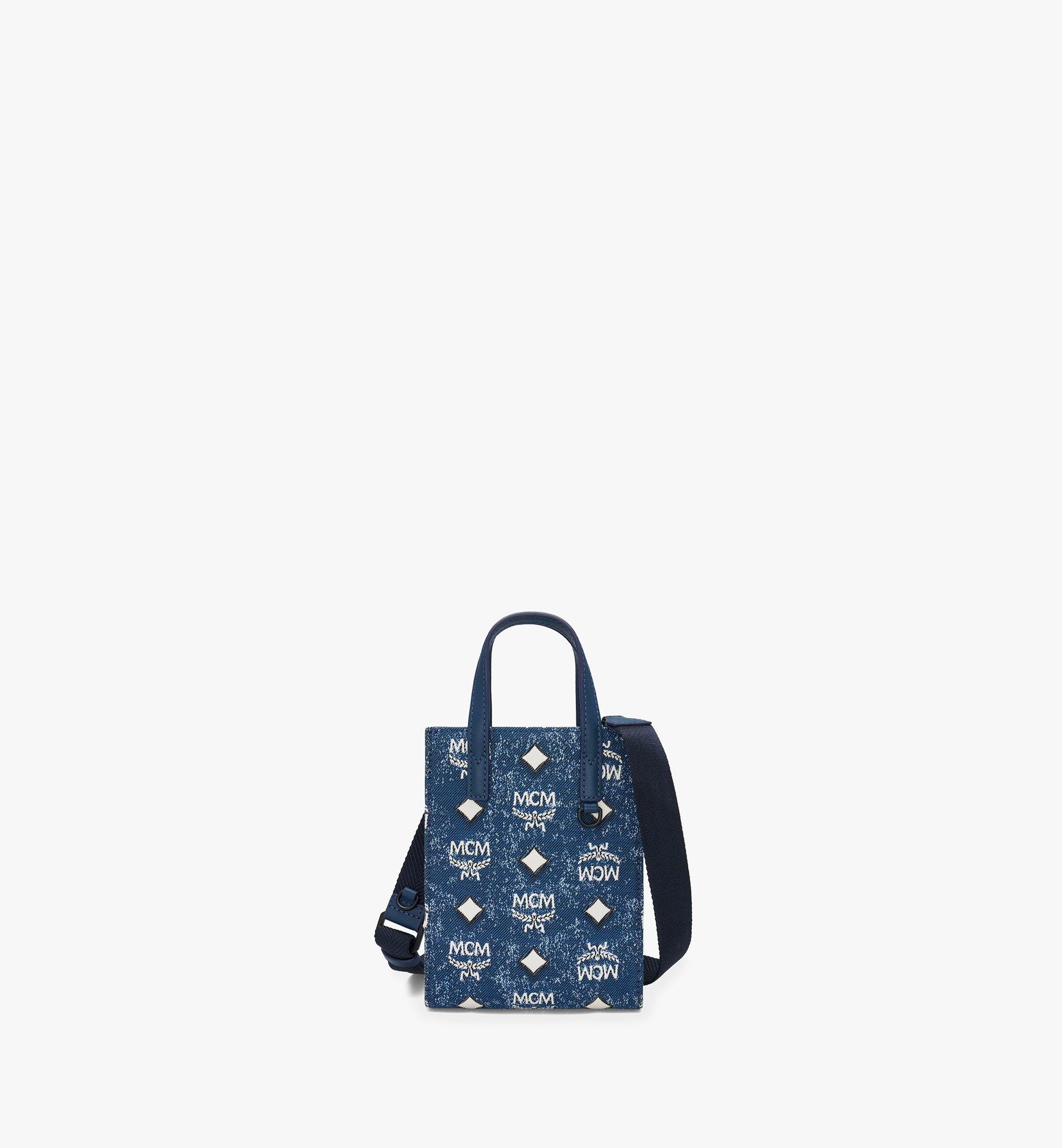 Mcm Aren Camera Bag in Vintage Denim Jacquard Denim Jacquard