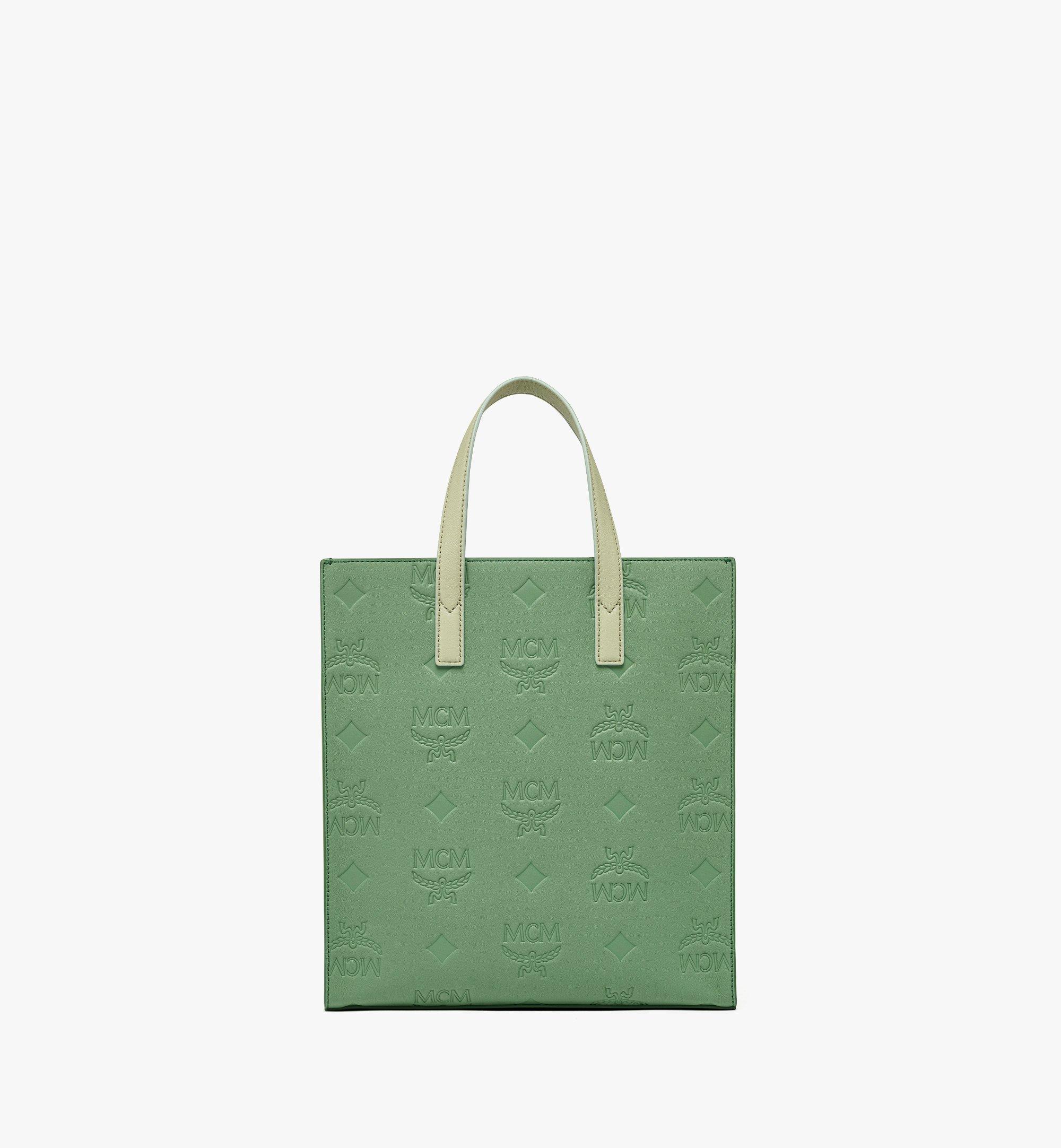 MCM Aren Tote in Embossed Monogram Leather Green MMTDSTA03JZ001 Alternate View 3