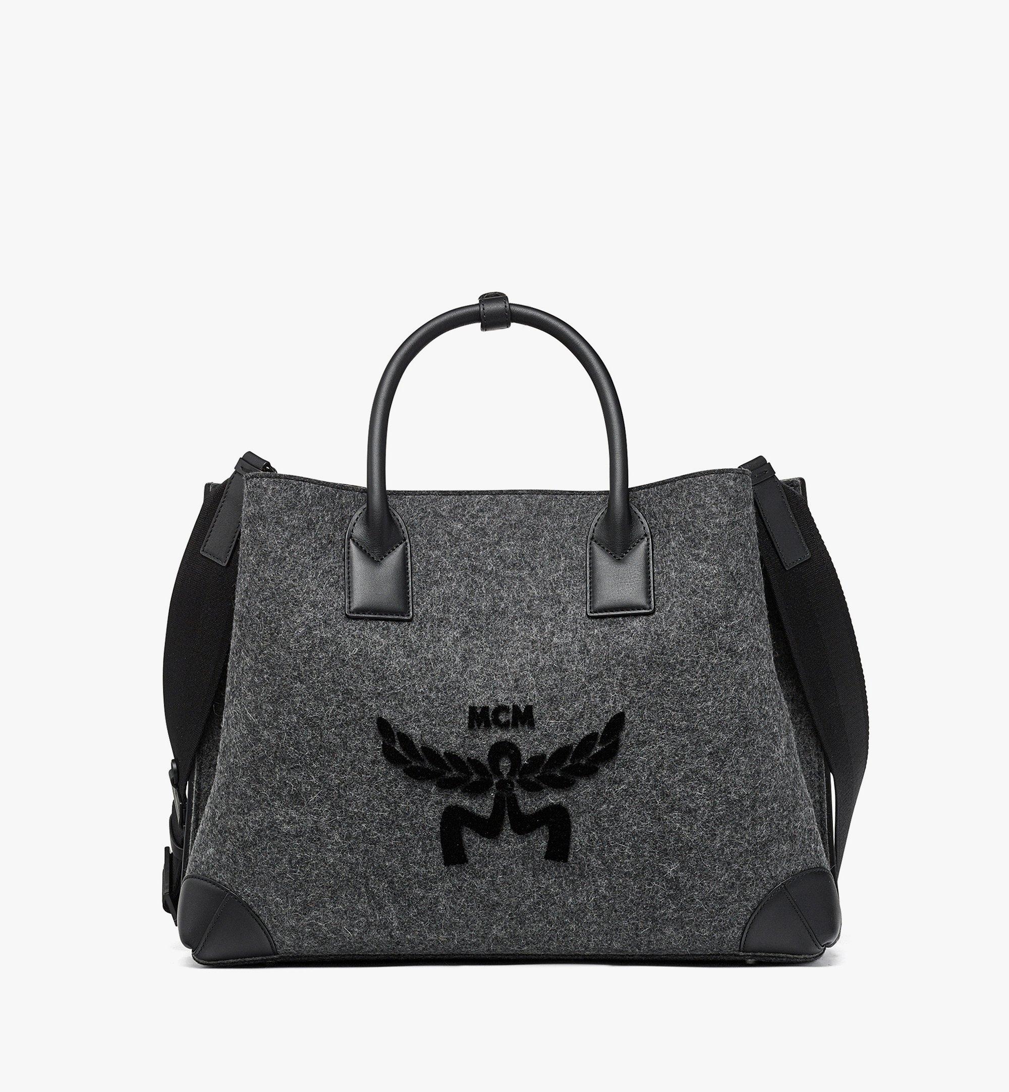 X Large Milla 2.0 Tote in Loden Wool and Leather Grey MCM US