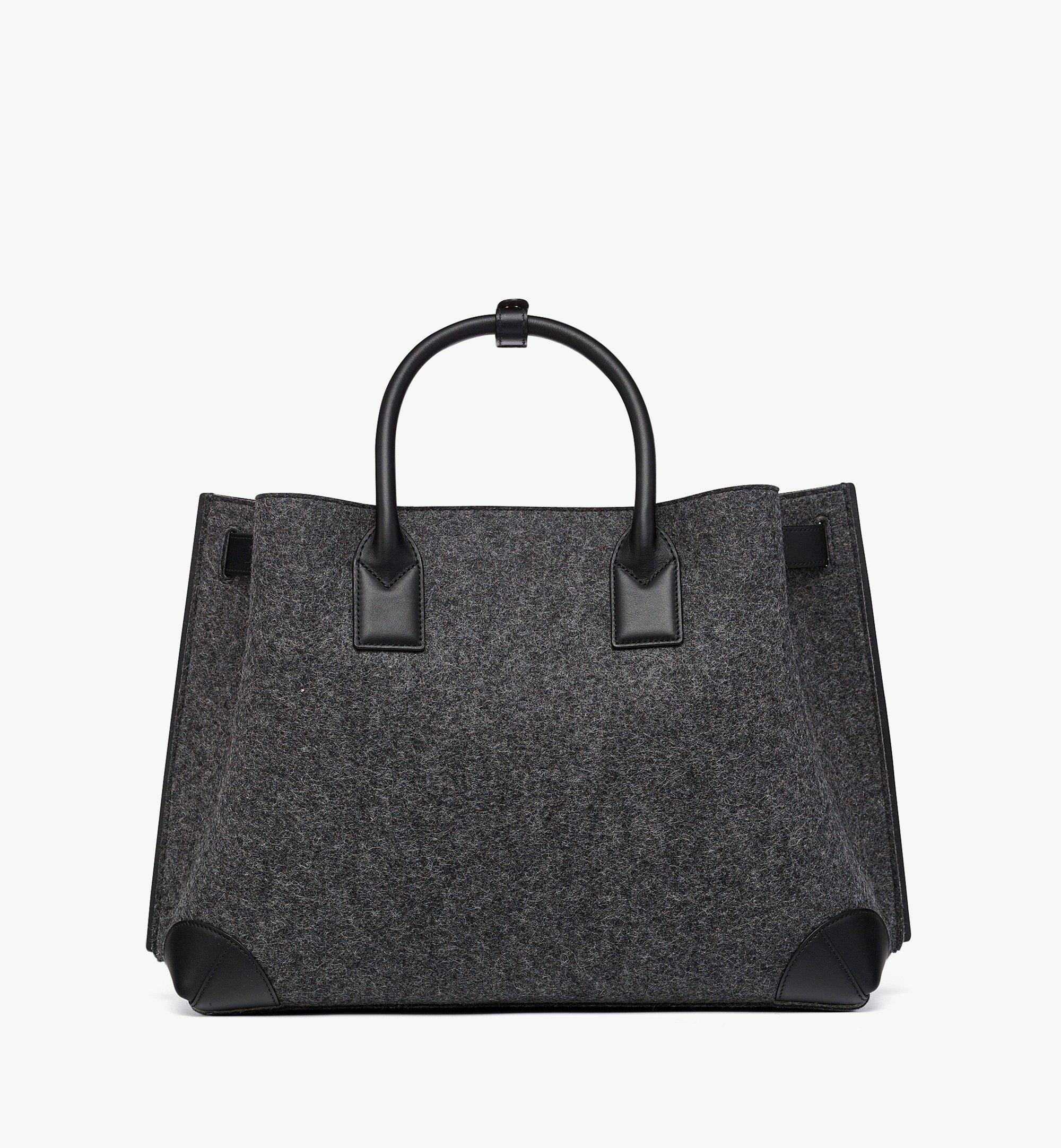 X Large Milla 2.0 Tote in Loden Wool and Leather Grey MCM US