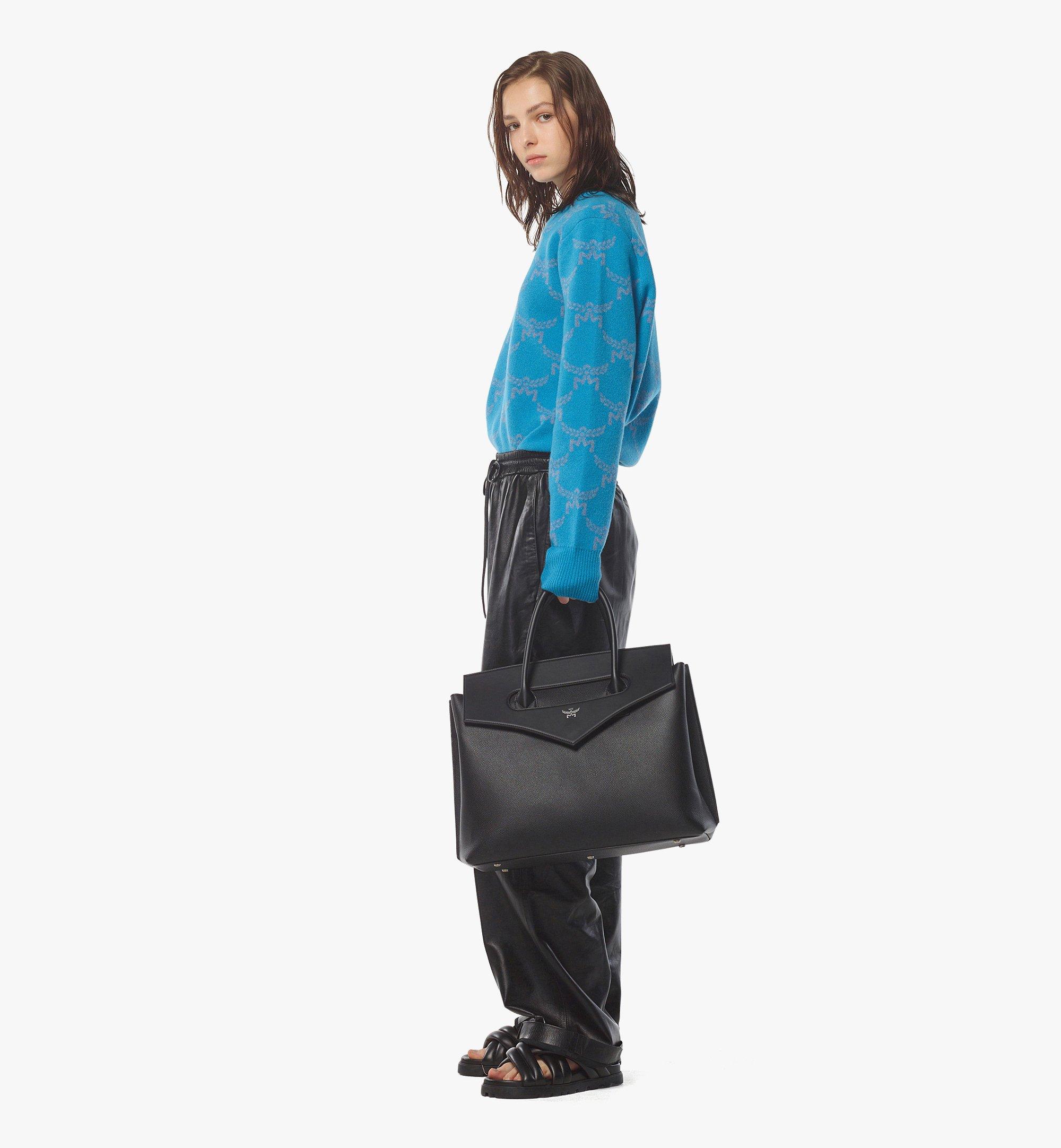 MCM Soft Diamond Tote in Embossed Leather Black MMTEAAK03BK001 Alternate View 2