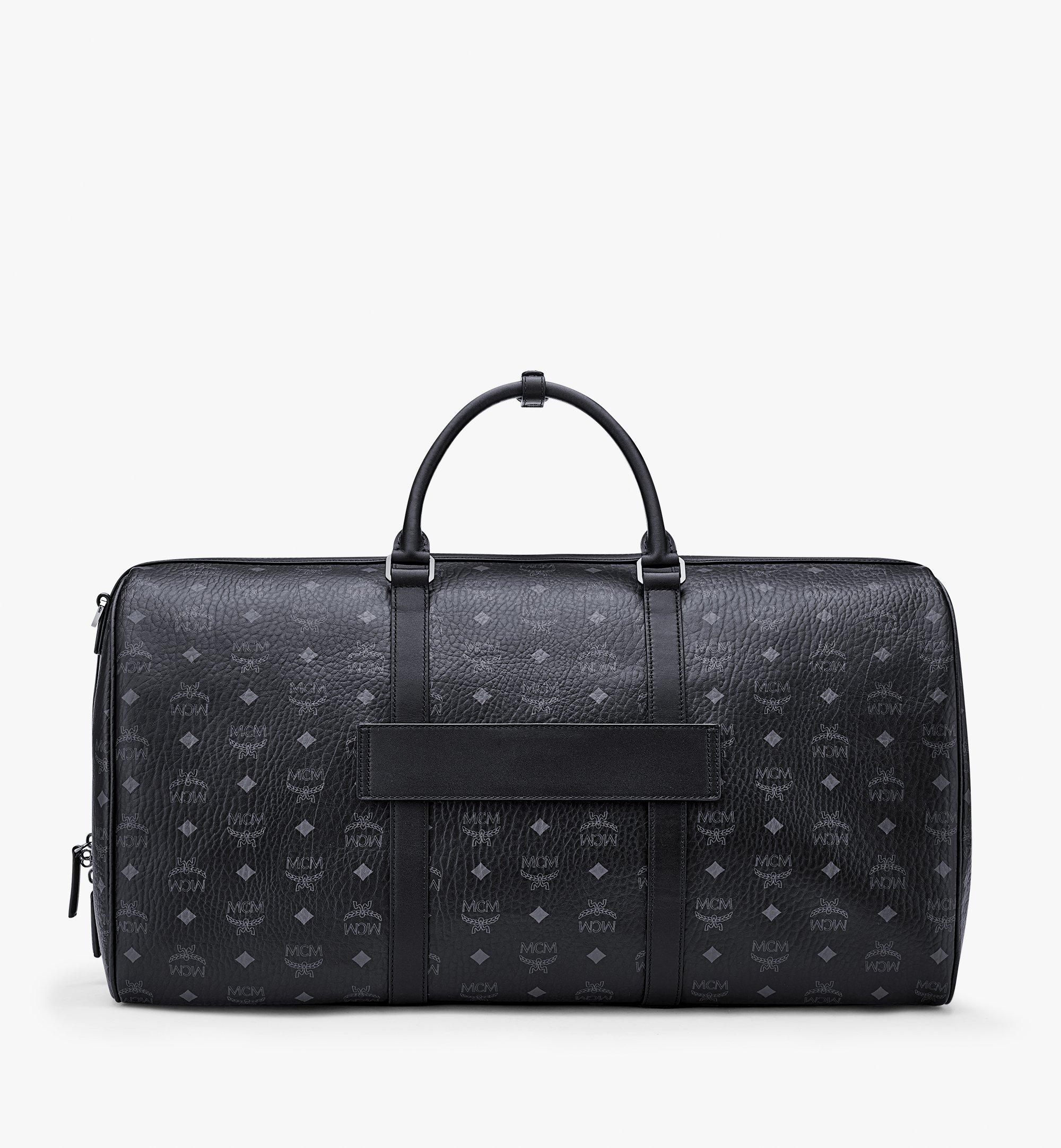 MCM Monogram Embossed Zipped Briefcase in Black