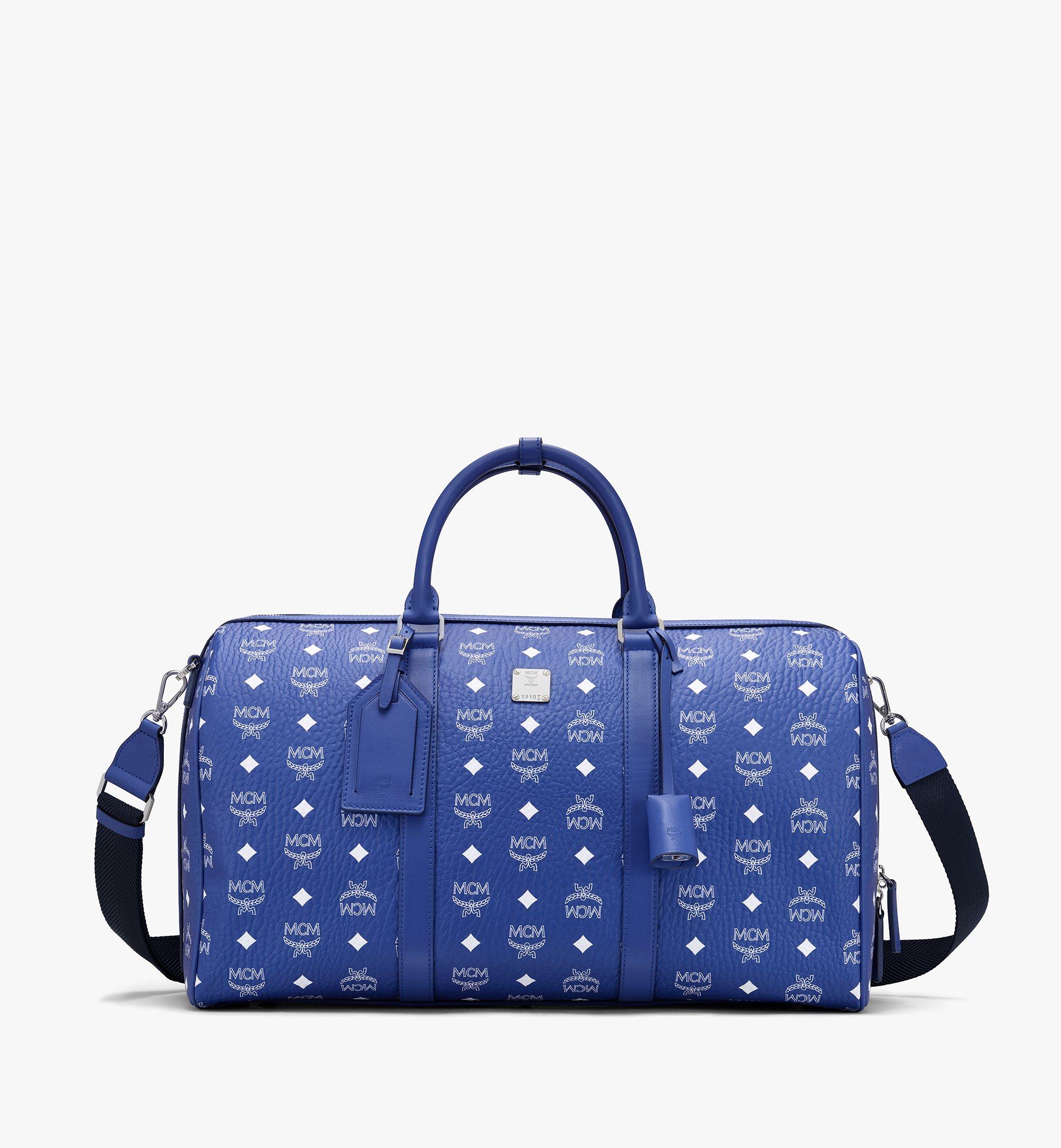 Mcm Traveler Weekender In Visetos In Blue