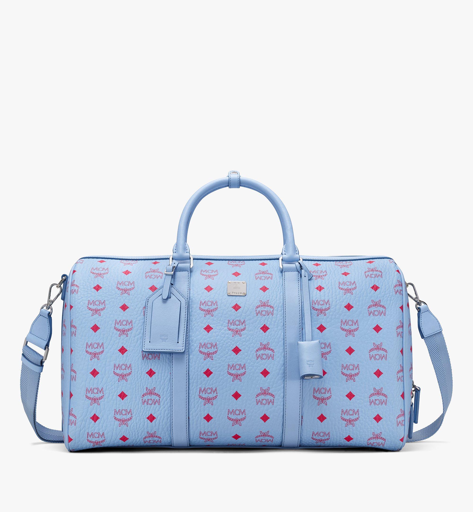 Mcm Traveler Weekender In Visetos In Blue Bell