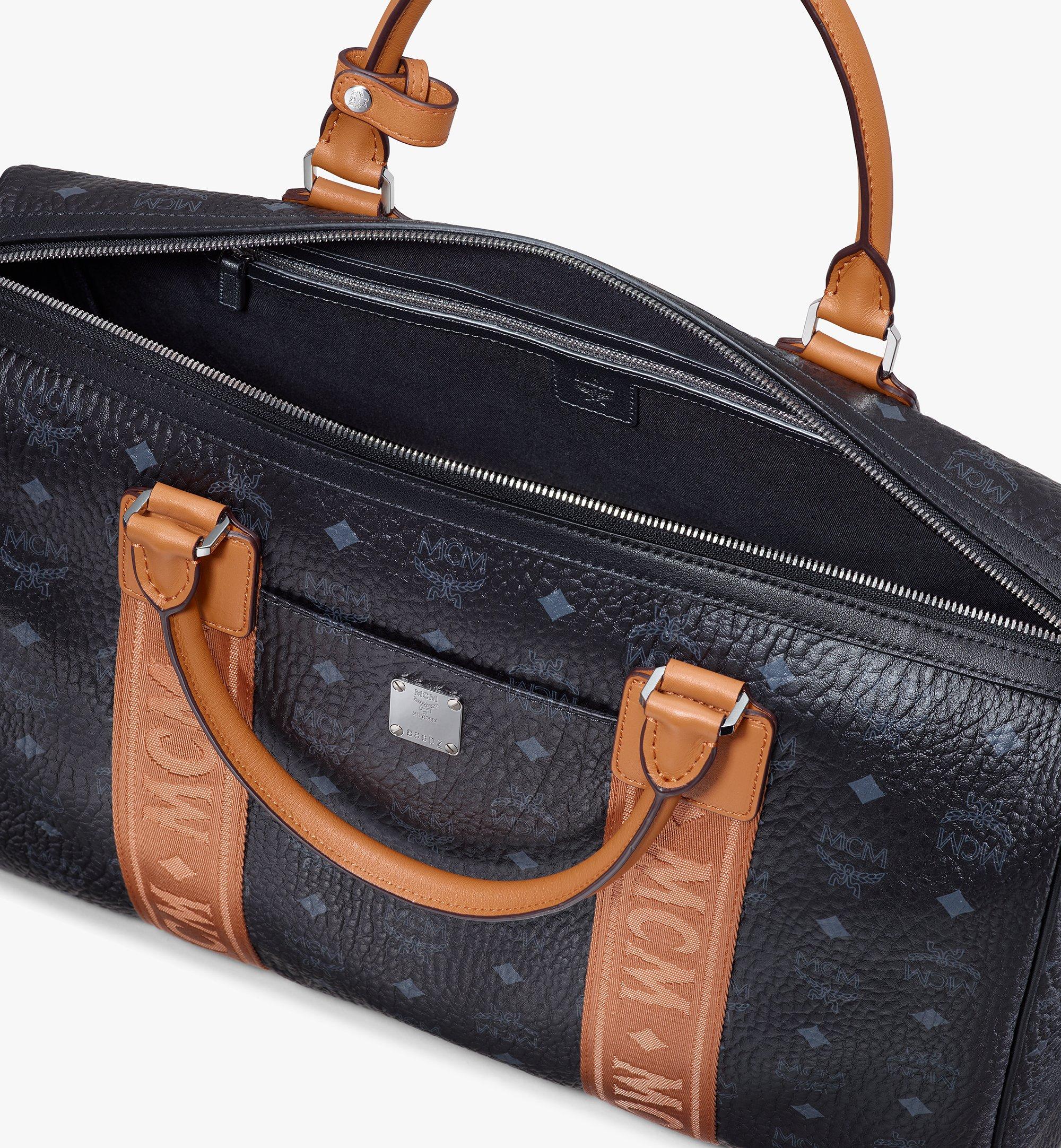 MCM Traveler Weekender Bag In Visetos Black