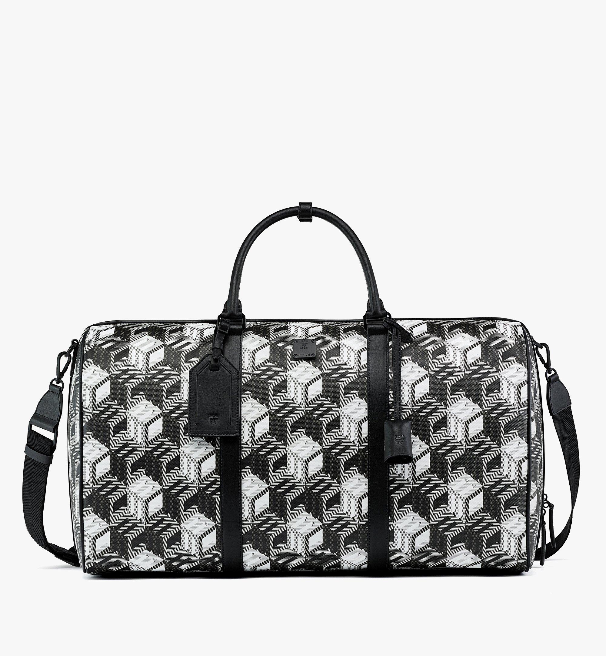 MCM Traveler Weekender Bag in Cubic Monogram Canvas Black MMVBACK03BW001 Alternate View 1