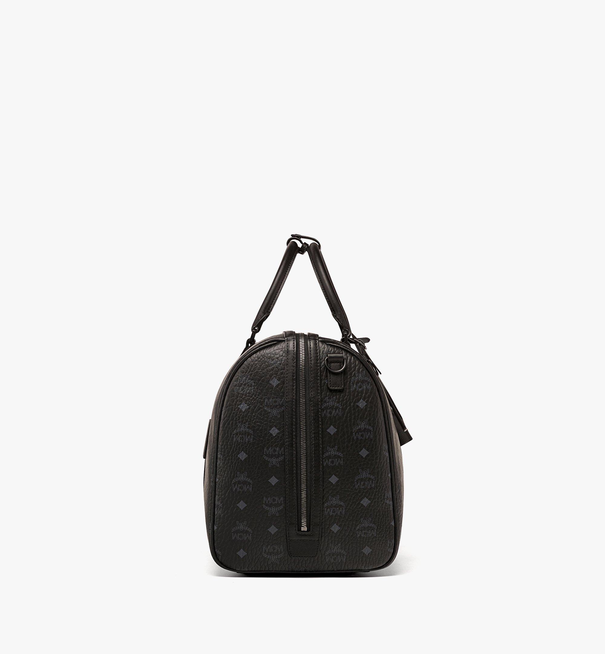 Medium Boston Bag in Monogram Leather Black