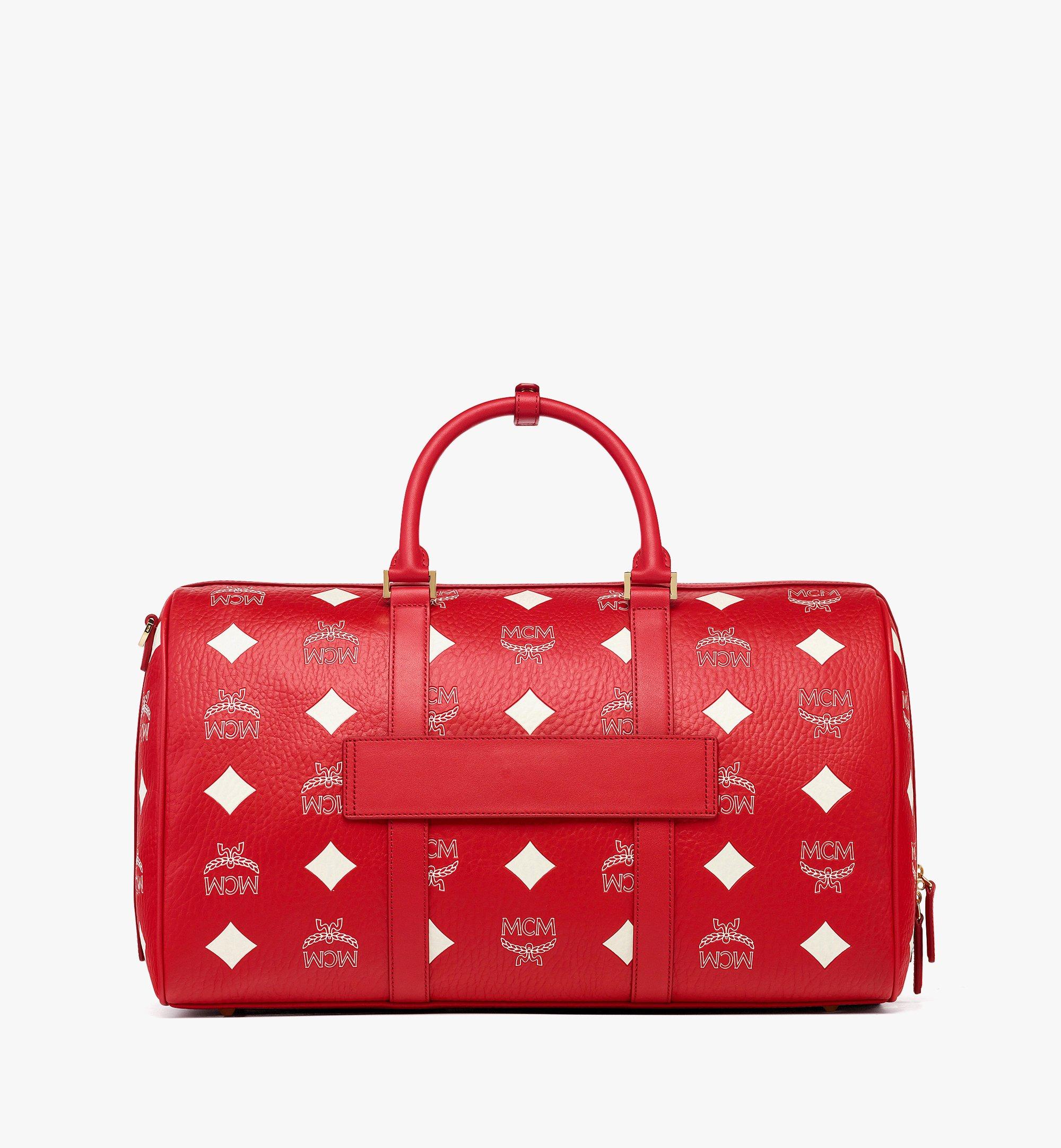 Red mcm duffle bag on sale