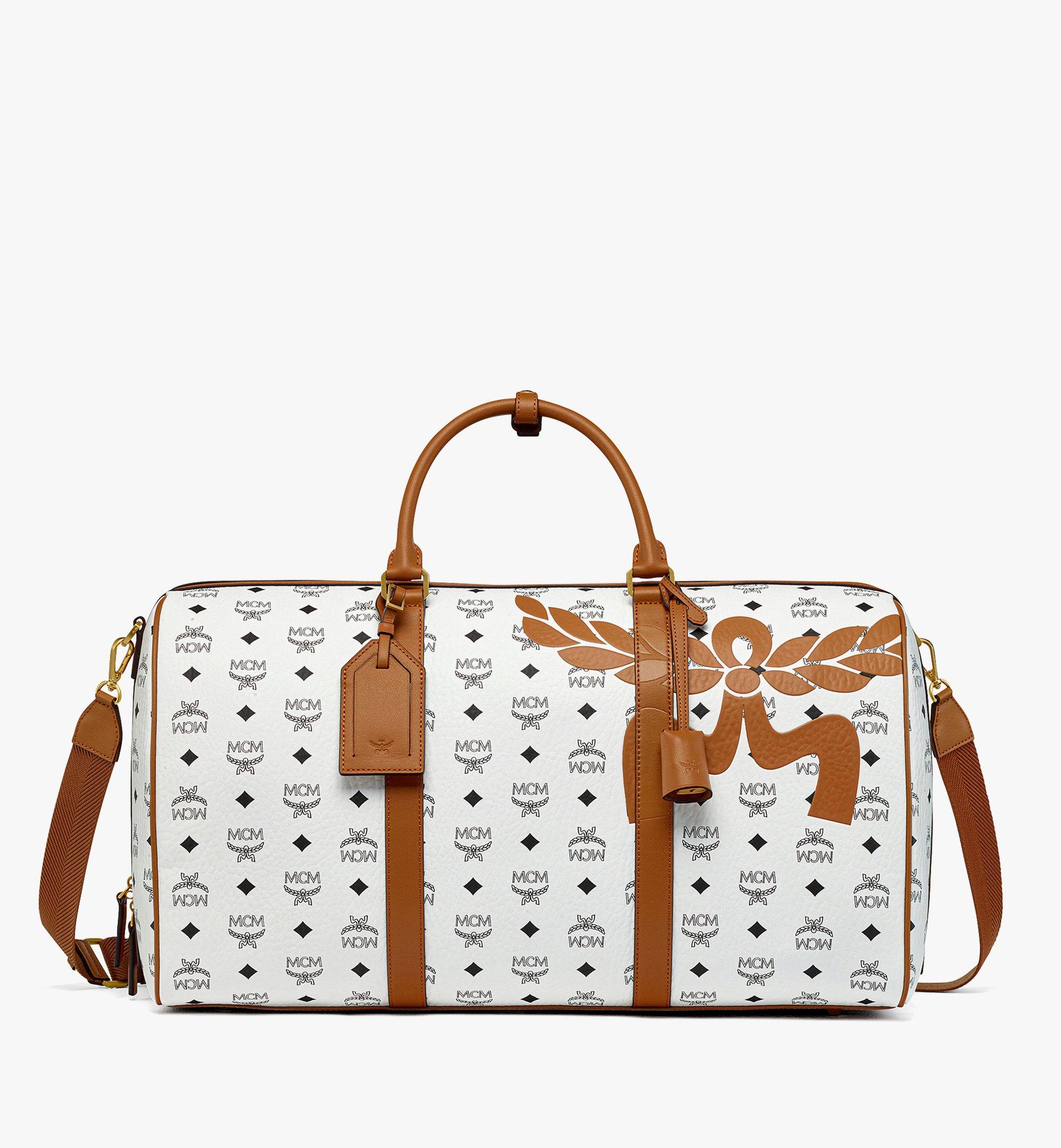 Large Ottomar Weekender Bag in Mega Laurel Visetos White | MCM ®US