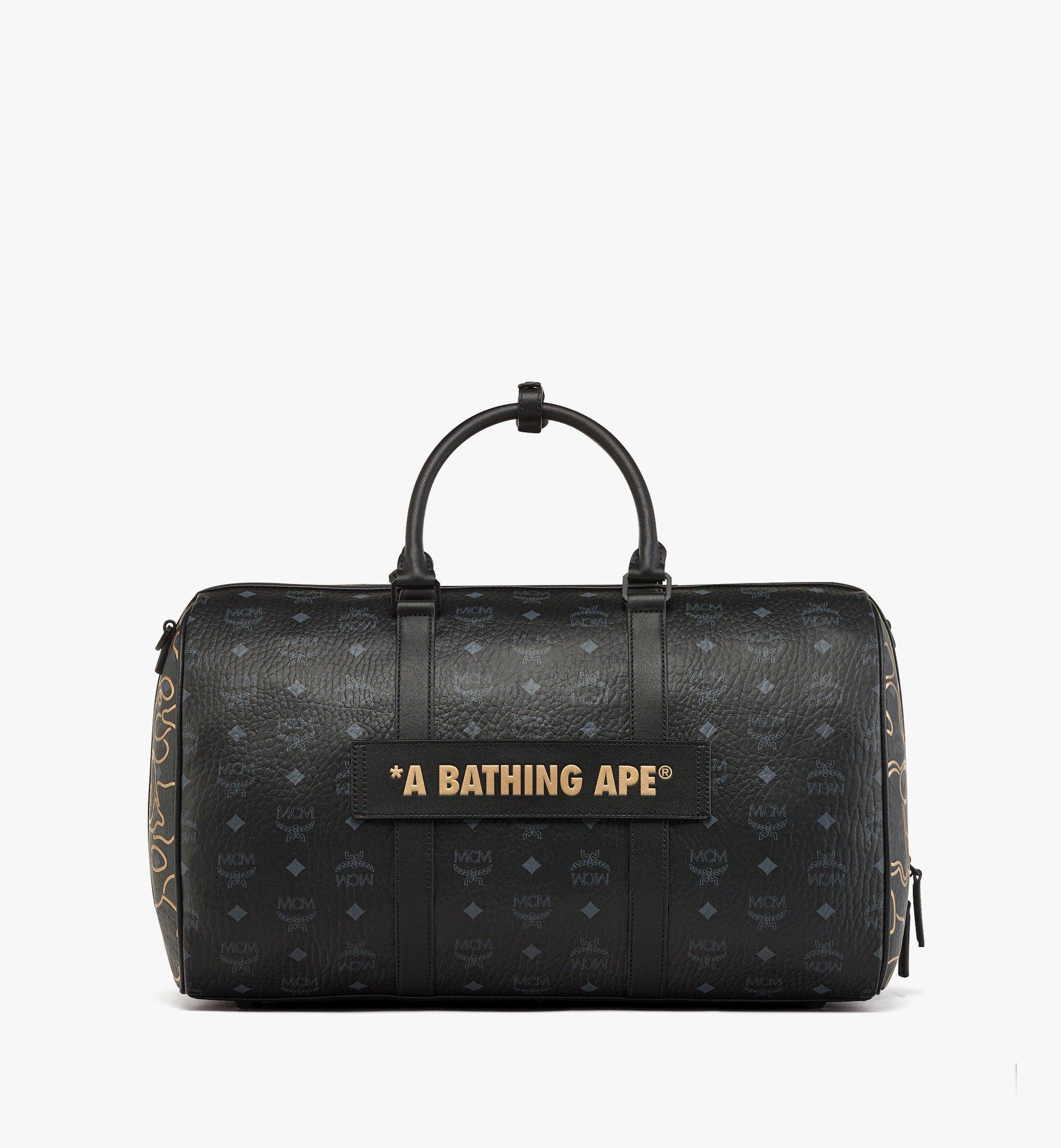 45.5cm / 17.9 MCM x BAPE Ottomar Weekender Bag in Visetos Black | MCM ®CN