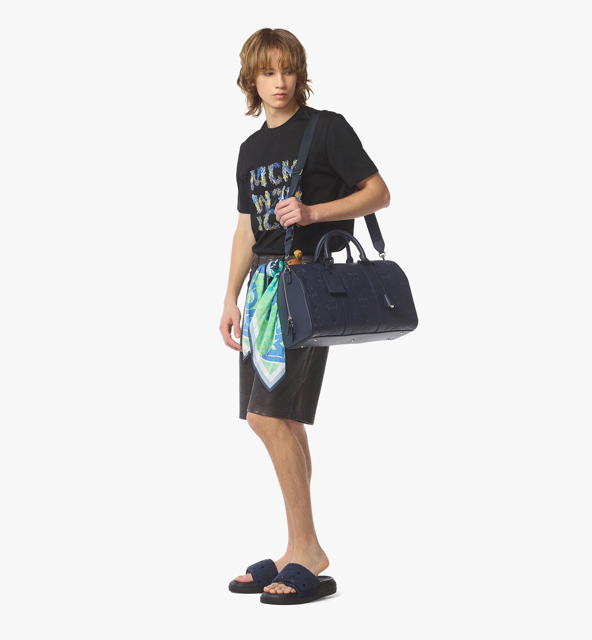 MCM Sac week-end Ottomar en cuir Maxi monogrammé Blue MMVFSTT04VC001 Plus de photos 4