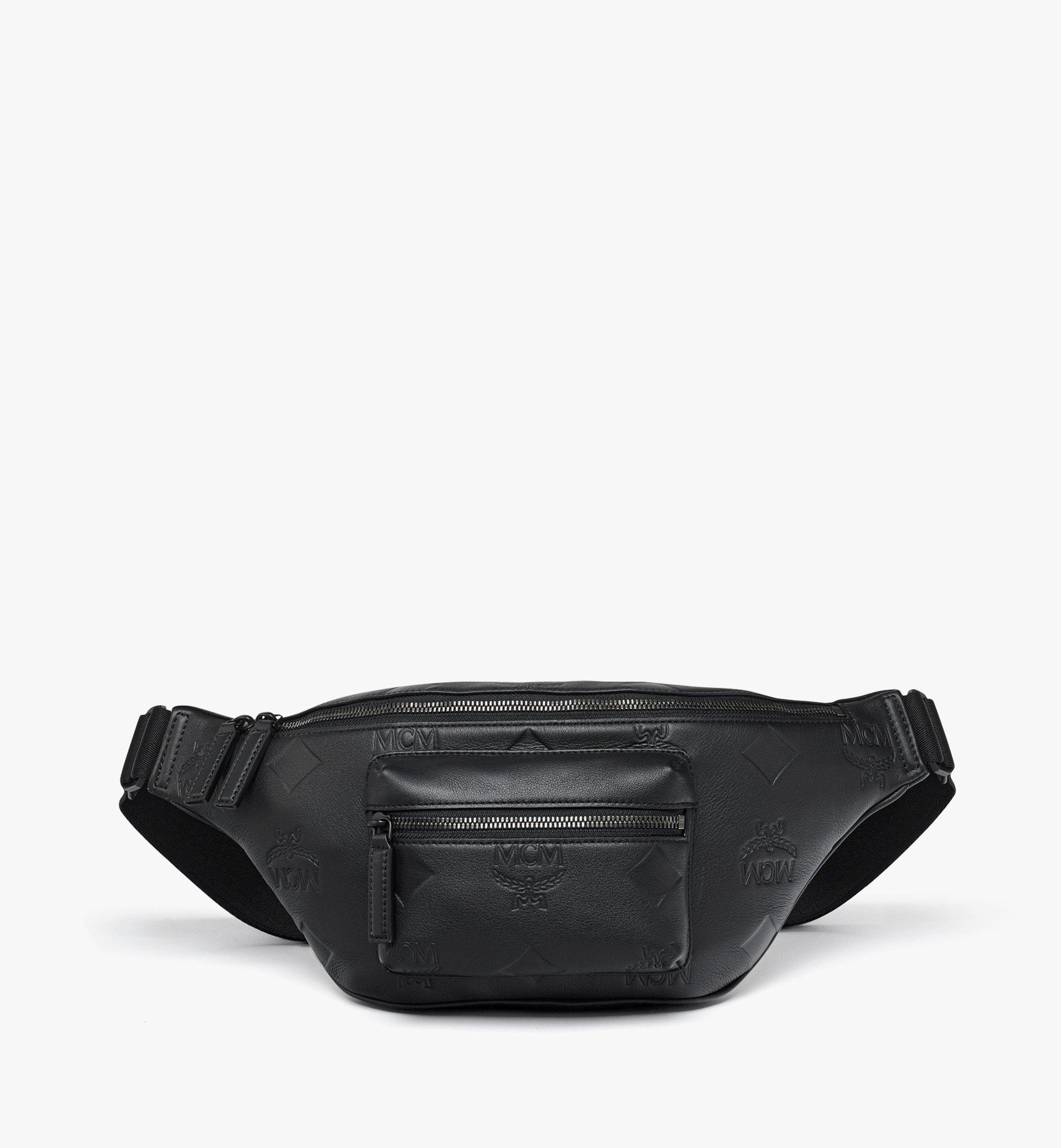 black leather mcm bag