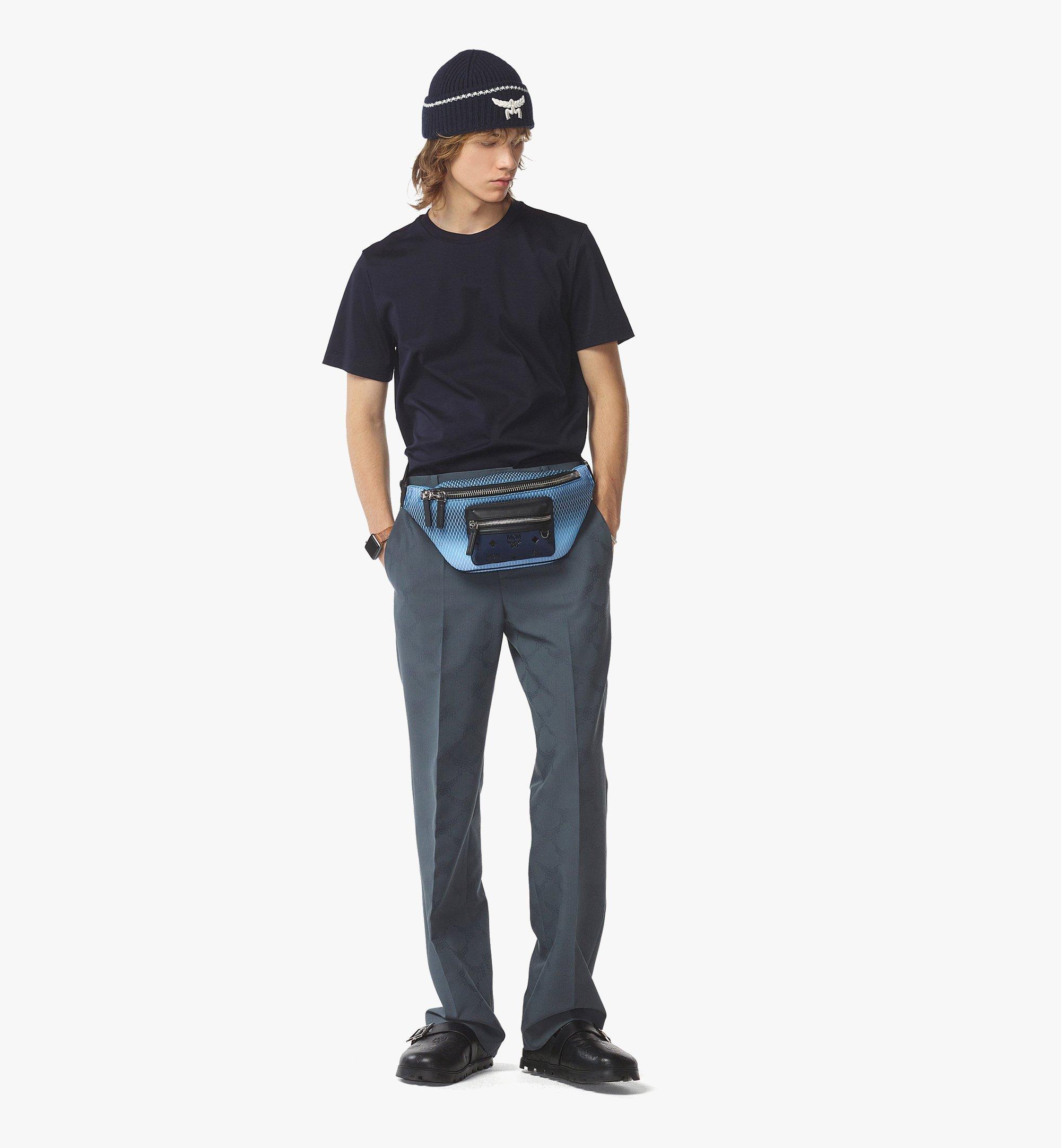 MCM Fursten Belt Bag in Gradation Mesh and Monogram Neoprene Blue MMZFSFI041A001 Alternate View 3